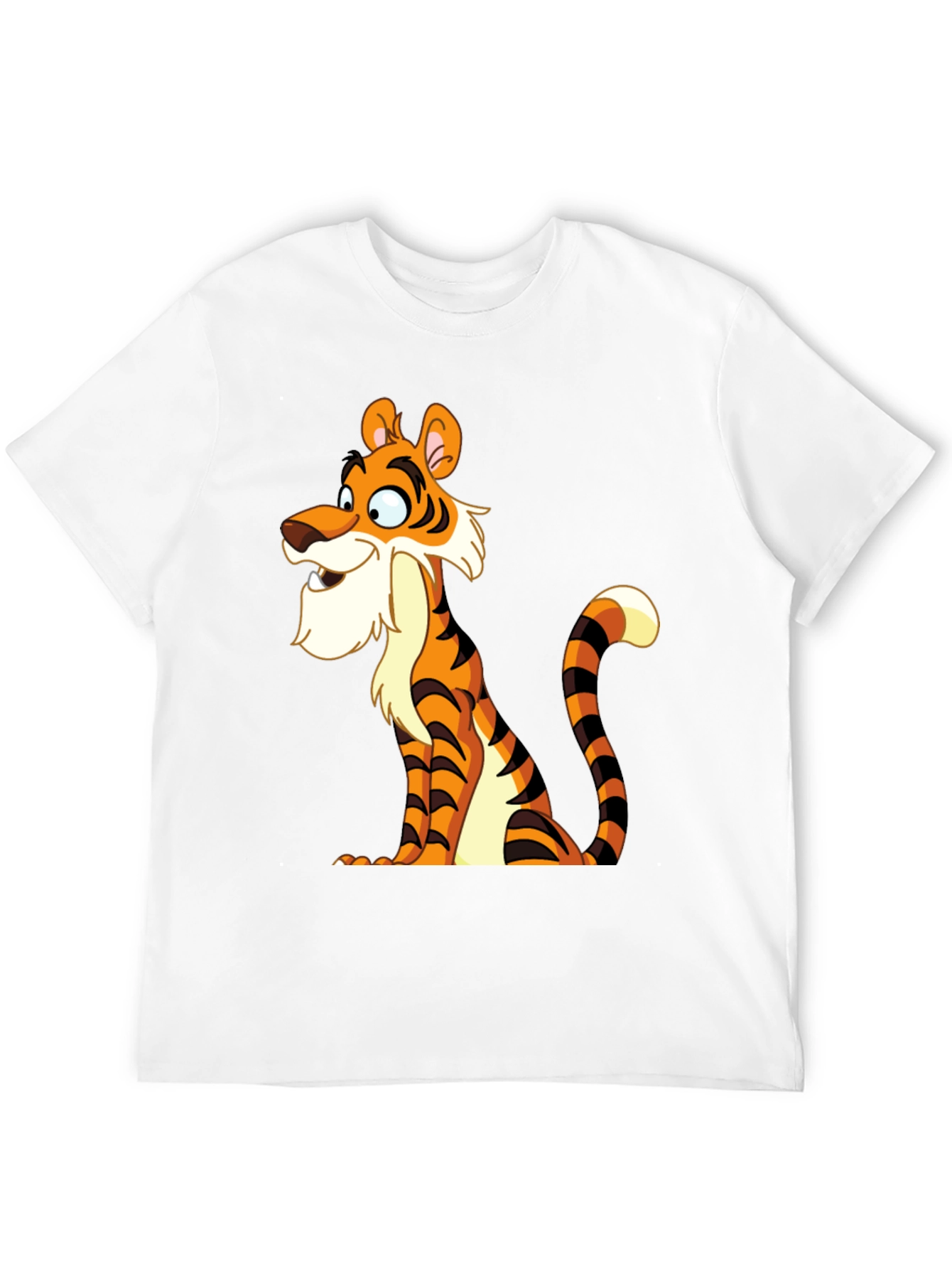 Black Cartoon Tiger Graphic Tee - Men's Black T-Shirt view 12