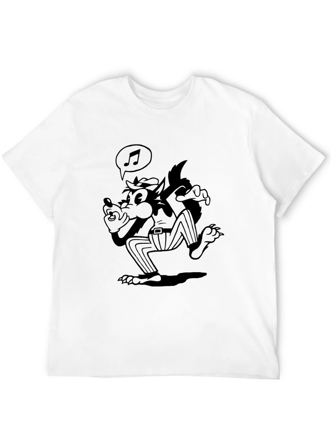 Black Cartoon Wolf T-Shirt - Black view 12