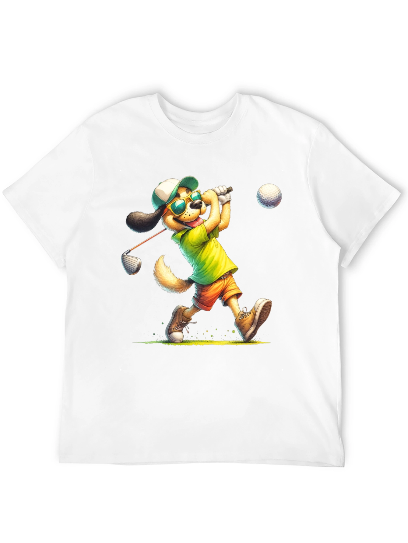 Black Cartoon Dog Golfer T-Shirt view 12