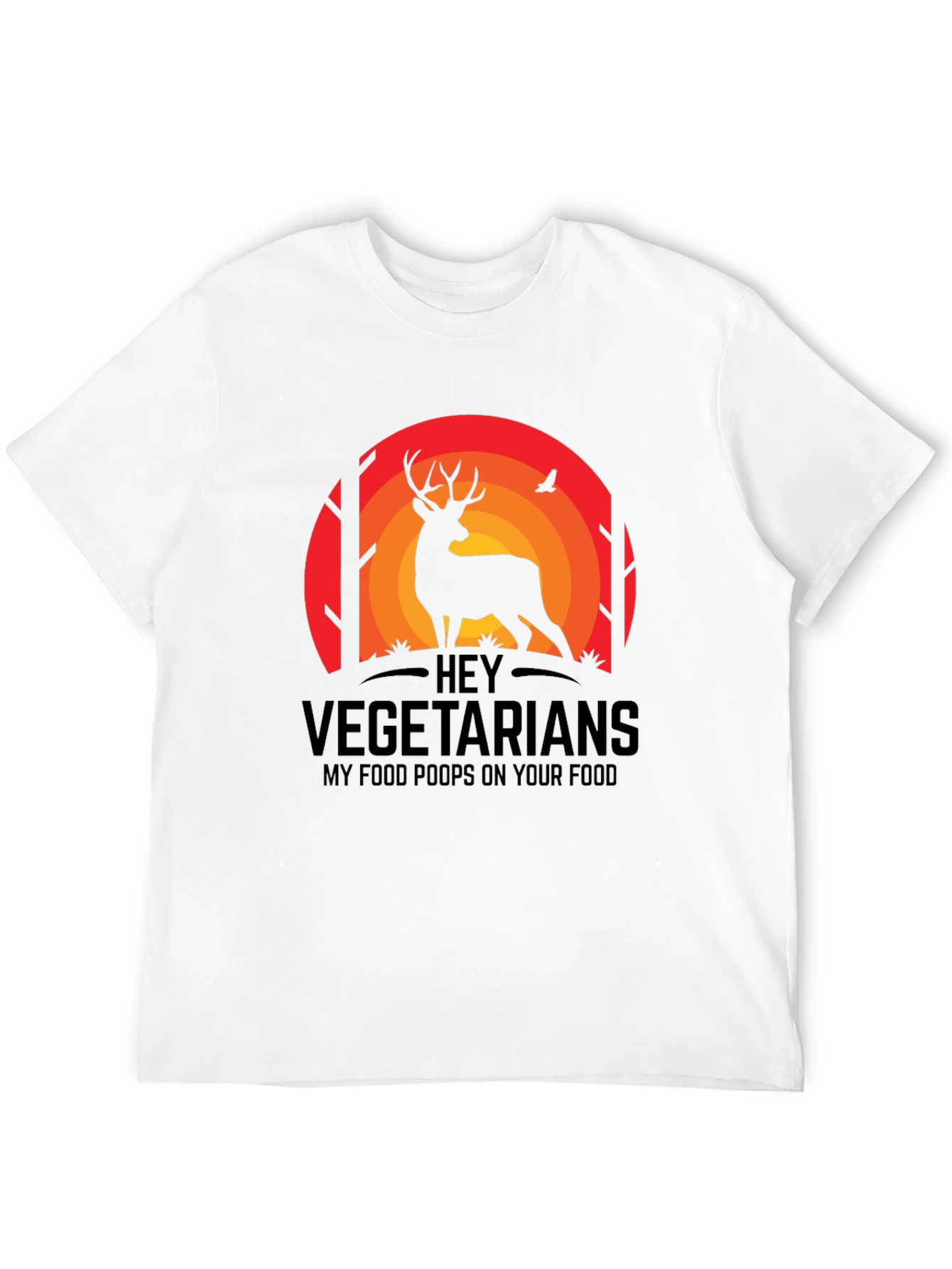 Black Hey Vegetarians Funny Deer T-Shirt view 12
