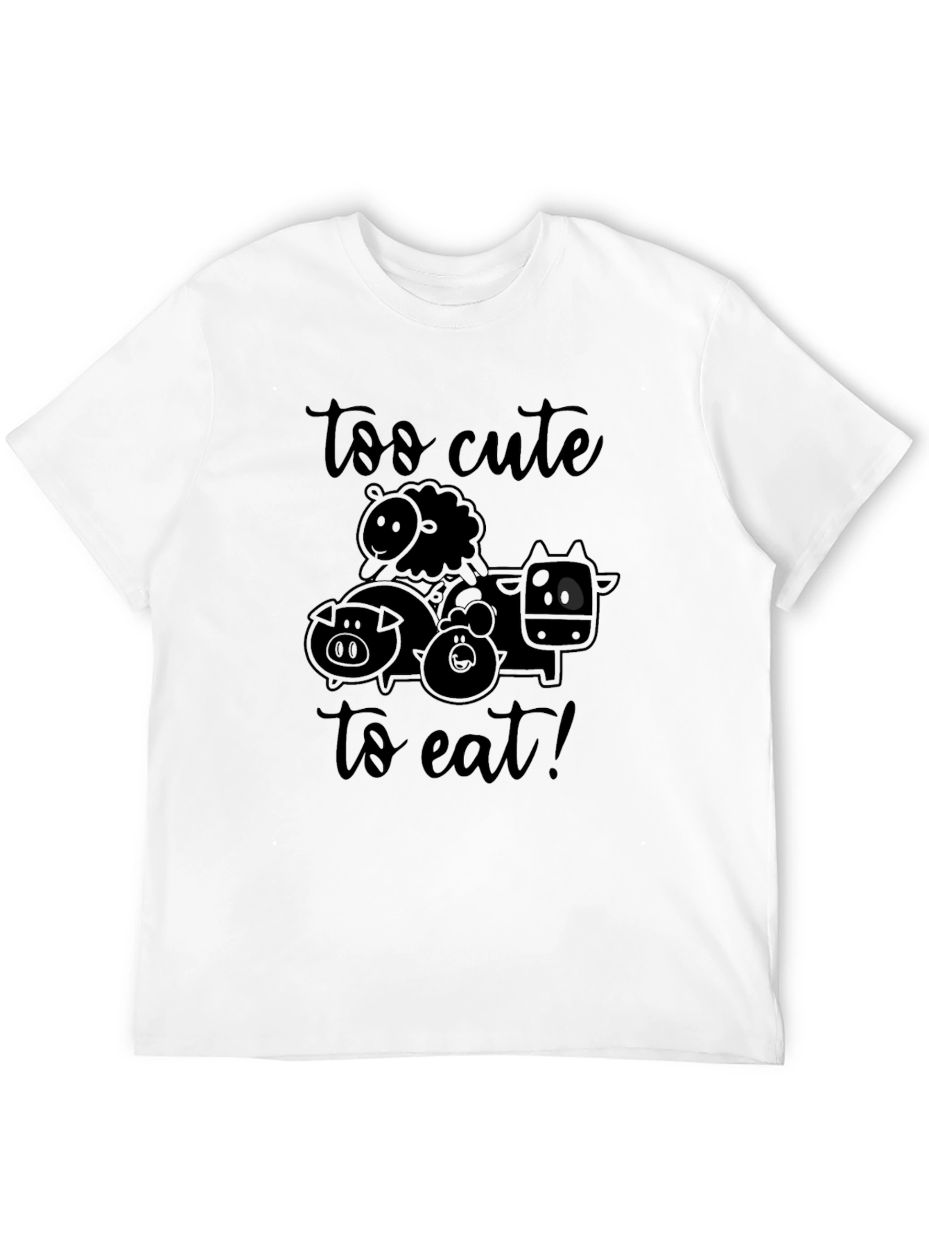 Black Too Cute to Eat Vegan T-Shirt view 12