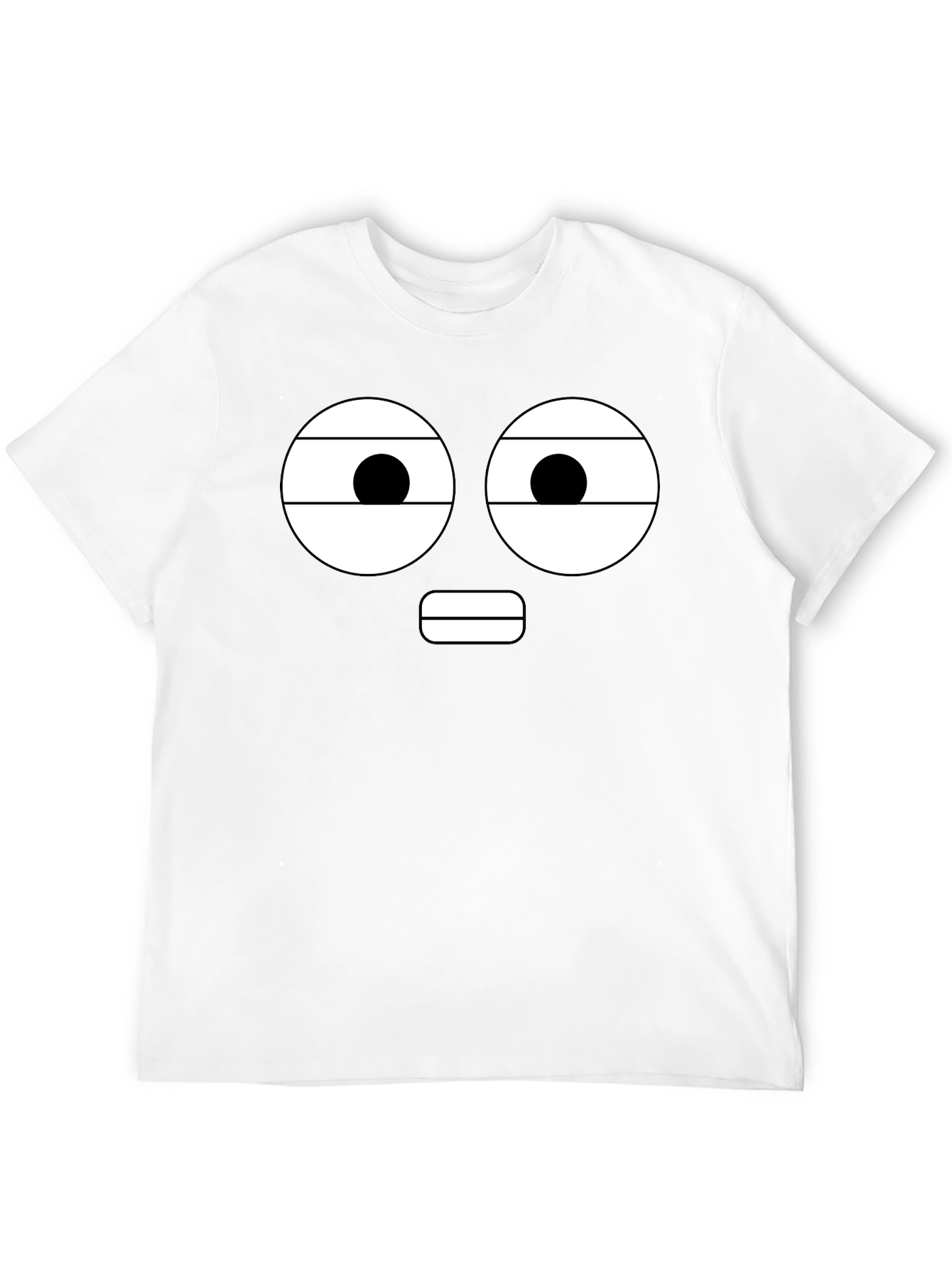 Black Funny Face Black T-Shirt - Cartoon Expression view 12