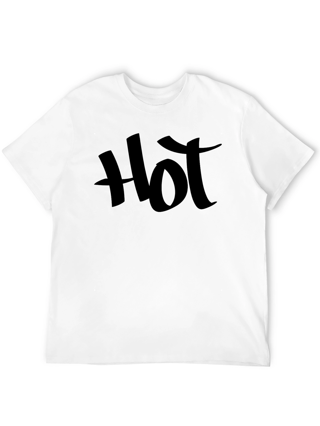 Black Hot Print Black T-Shirt Casual Crew Neck view 12