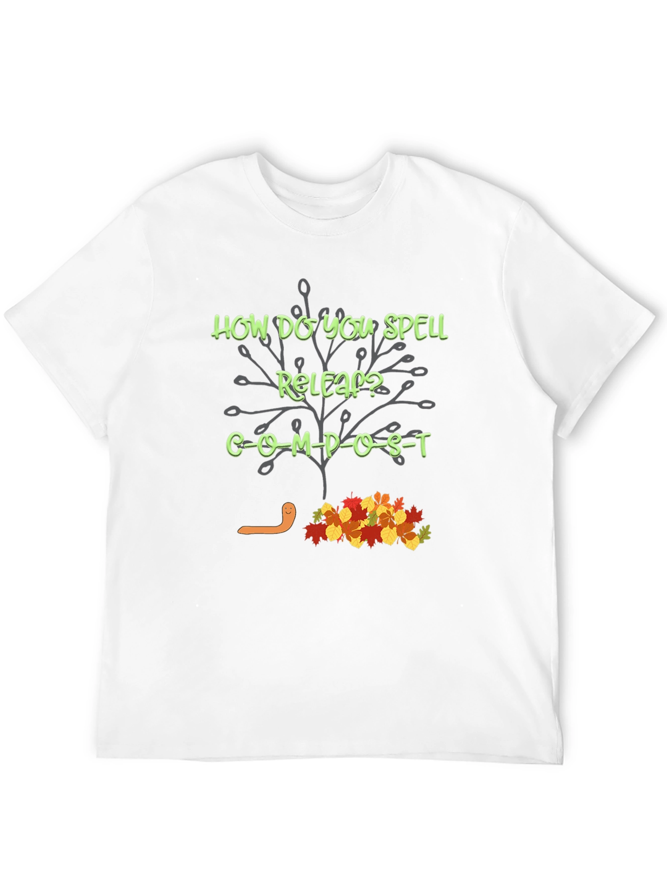 Black How Do You Spell Releaf? Compost T-Shirt view 12