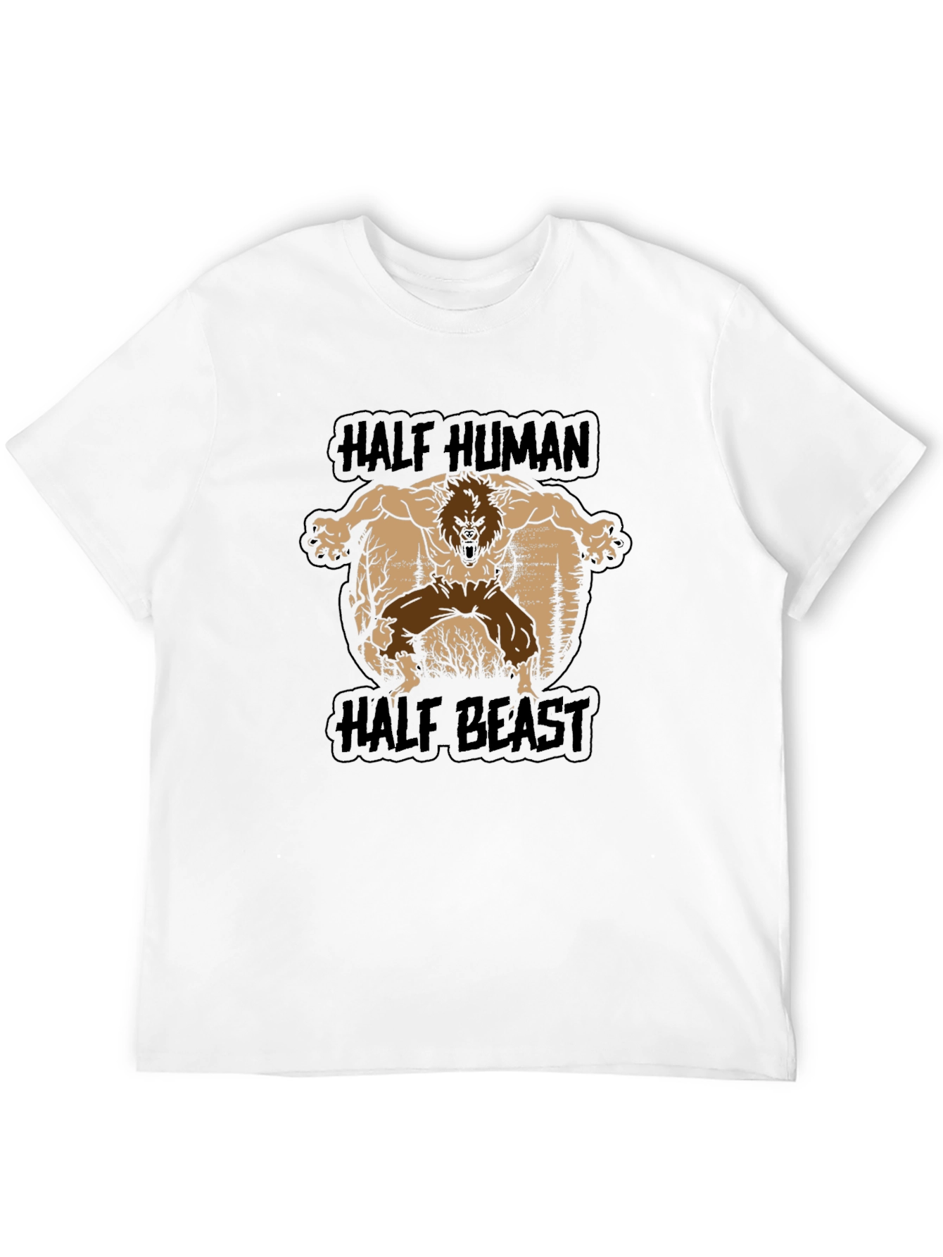 Black Half Human Half Beast Graphic T-Shirt - Black view 12