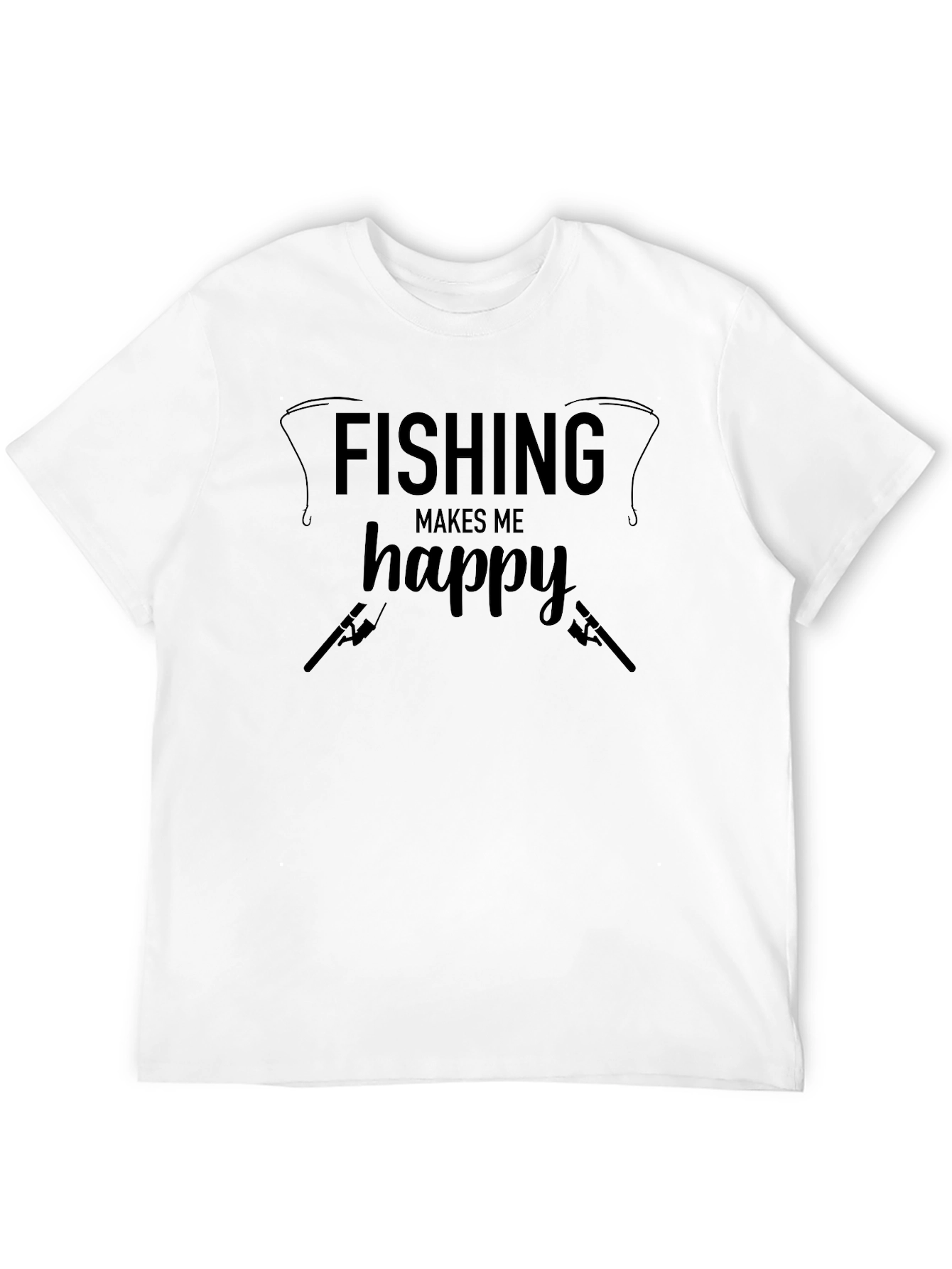 Black Fishing Makes Me Happy Black T-Shirt view 12