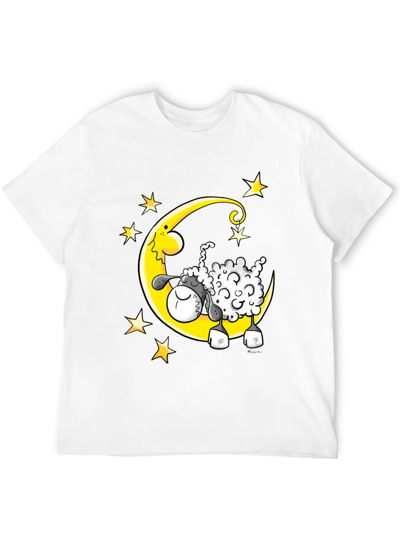 Black Dreamy Sheep T-Shirt - Moon and Stars Graphic Tee view 12