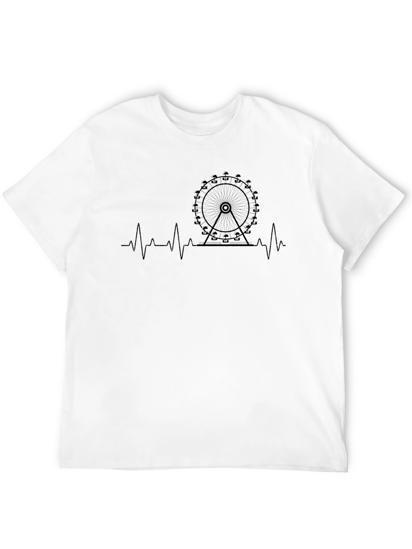 Black London Eye Heartbeat T-Shirt - Black, Crew Neck view 12