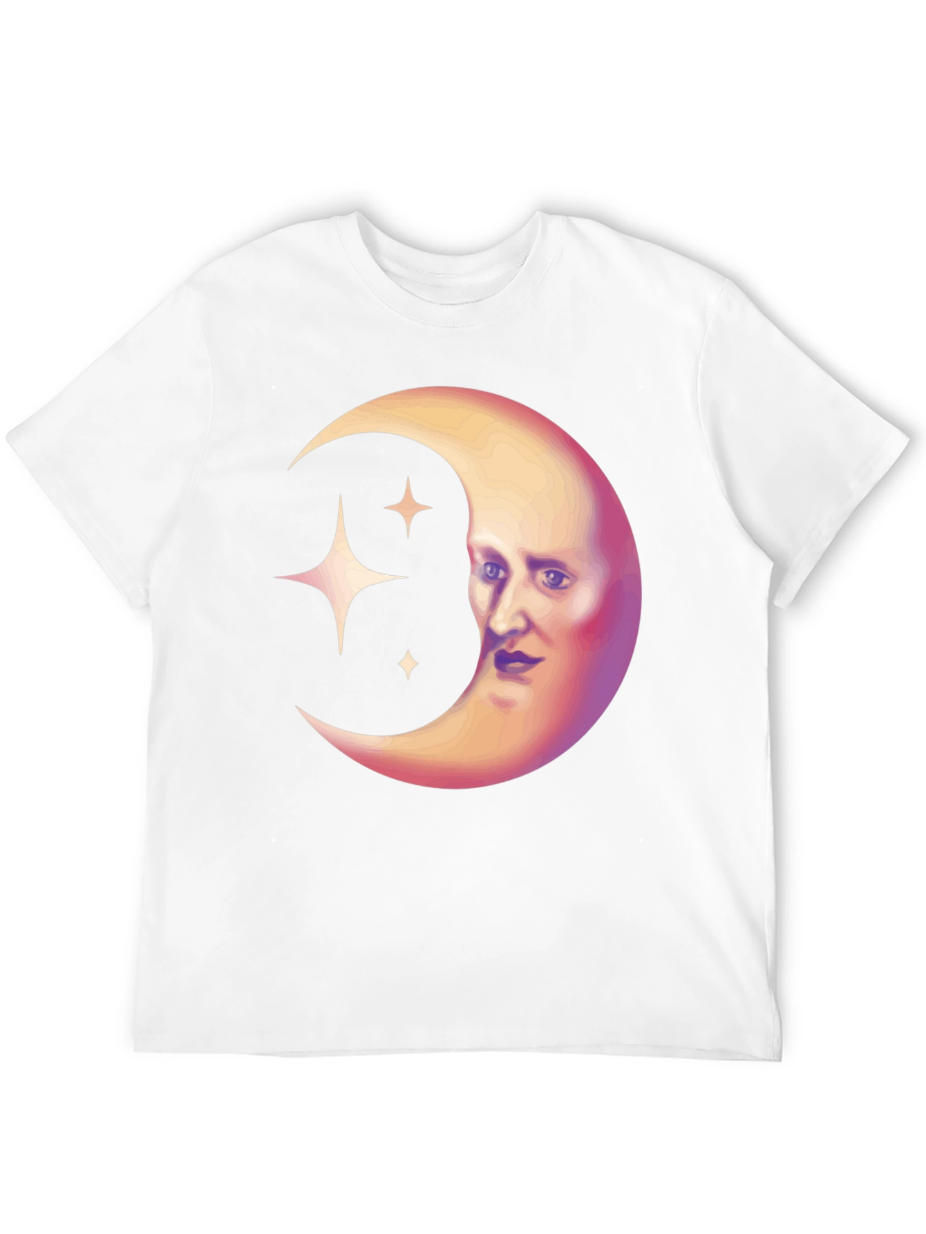 Black Celestial Moon Face Graphic Tee - Unique Design view 12