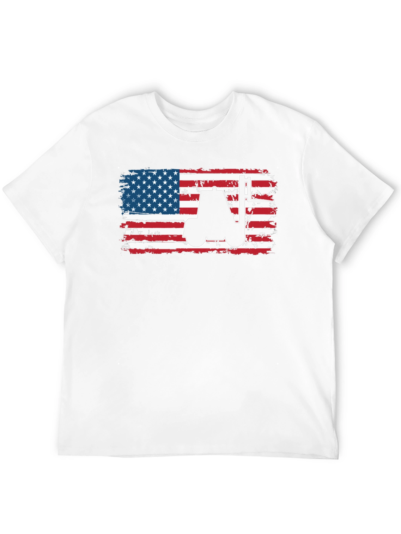 Black American Flag Forklift T-Shirt view 12