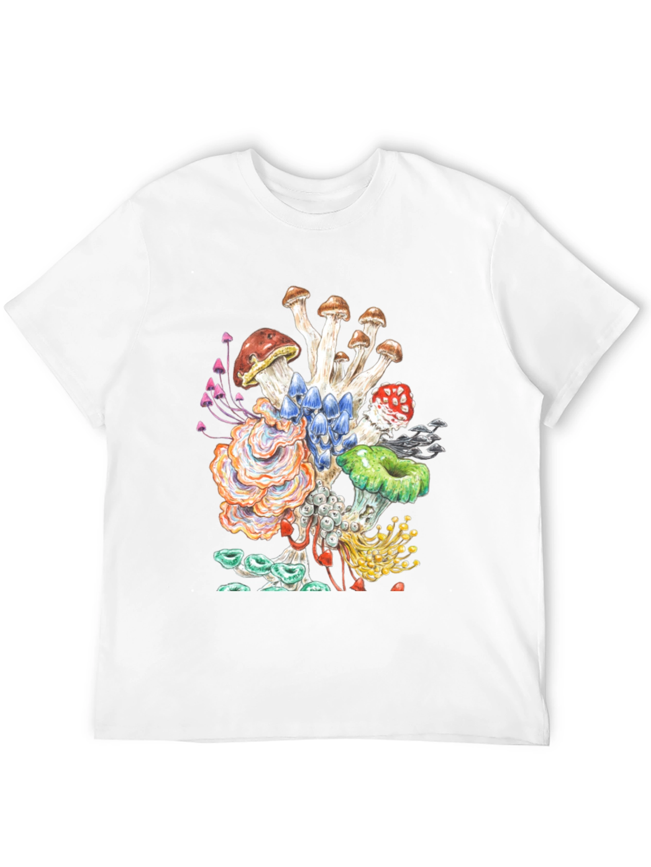 Black Mushroom Graphic Tee - Funky Nature Shirt view 12