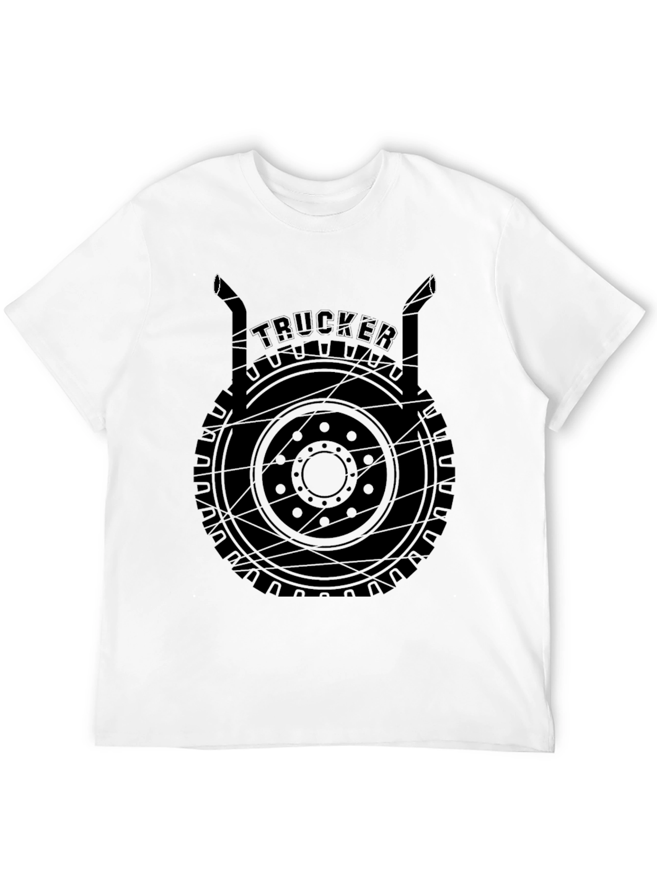 Black Trucker T-Shirt Black Graphic Tee view 12