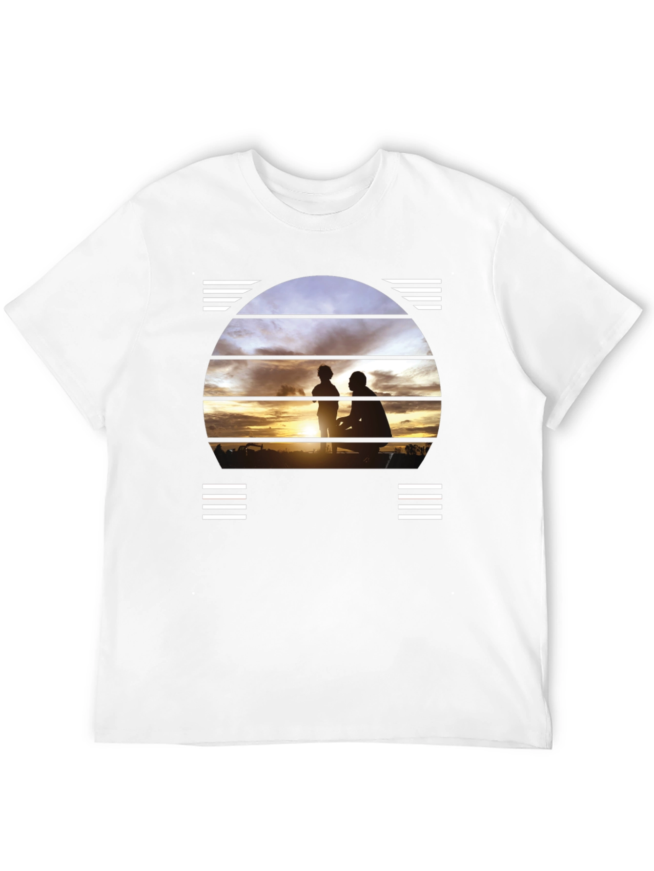 Black Sunset Father & Child Silhouette Black T-Shirt view 12