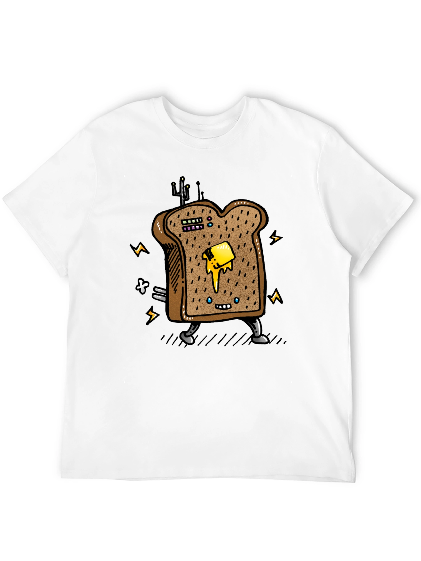 Black Animated Toast Graphic Black T-Shirt view 12