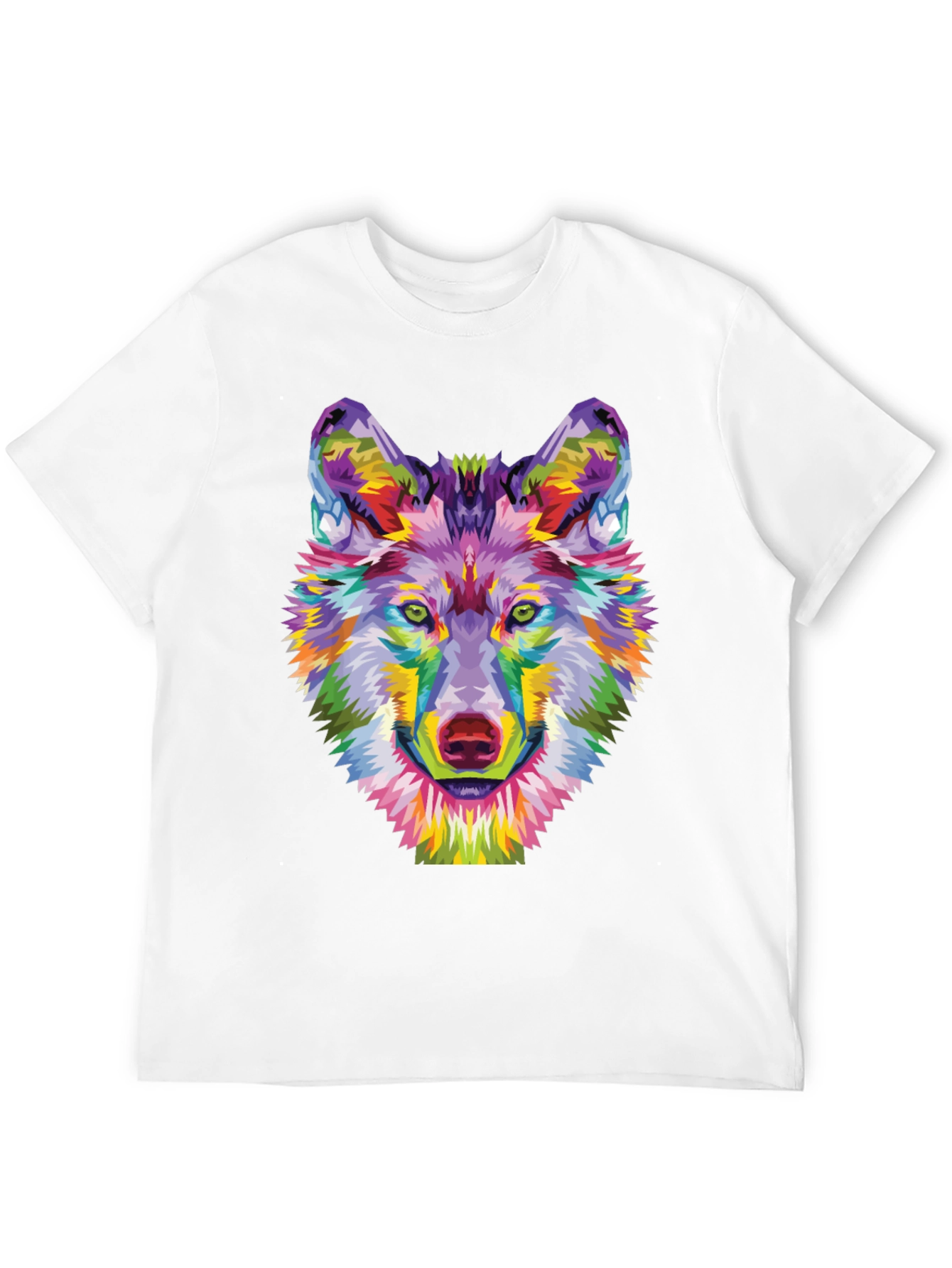 Black Colorful Wolf Graphic Tee - Unique Art Shirt view 12