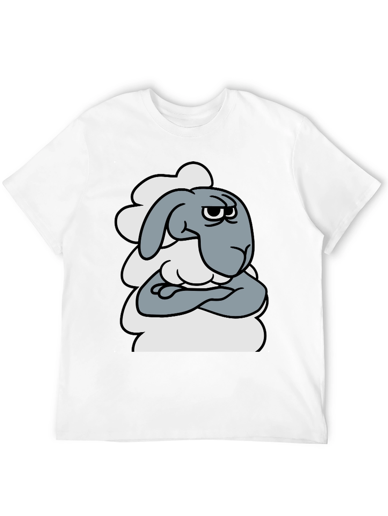 Black Grumpy Cartoon Sheep T-Shirt - Funny Animal Graphic Tee view 12