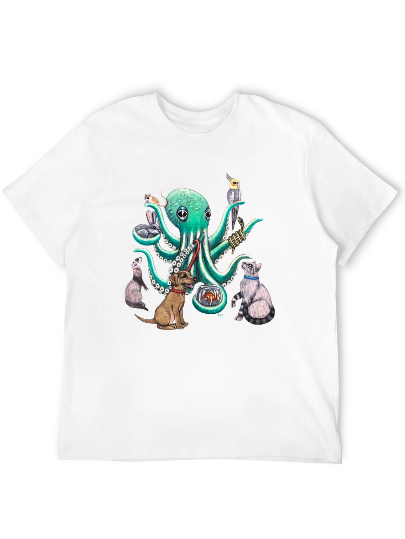 Black Octopus Pet Lover Graphic T-Shirt view 12