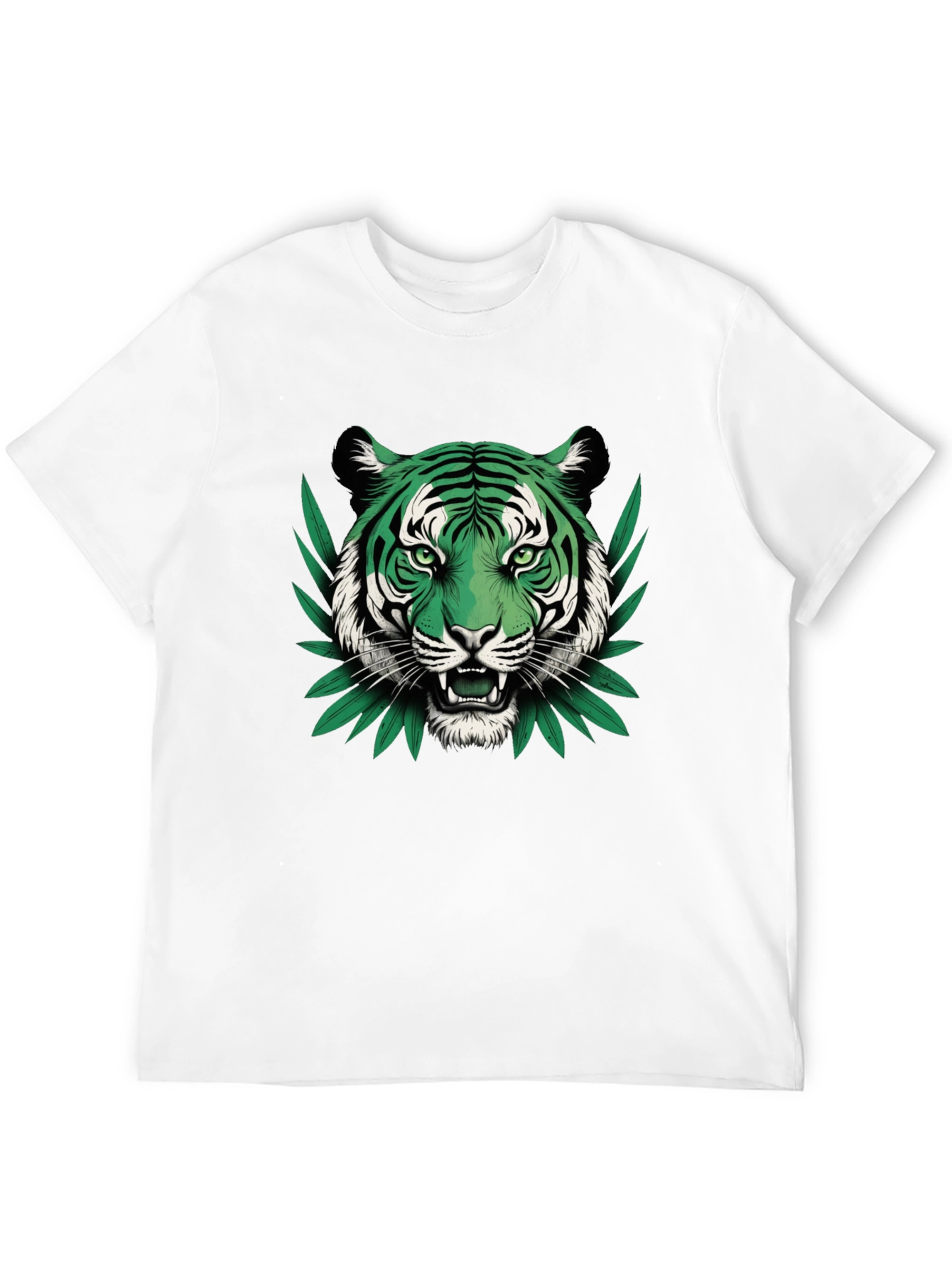 Black Green Tiger Graphic Black T-Shirt view 12