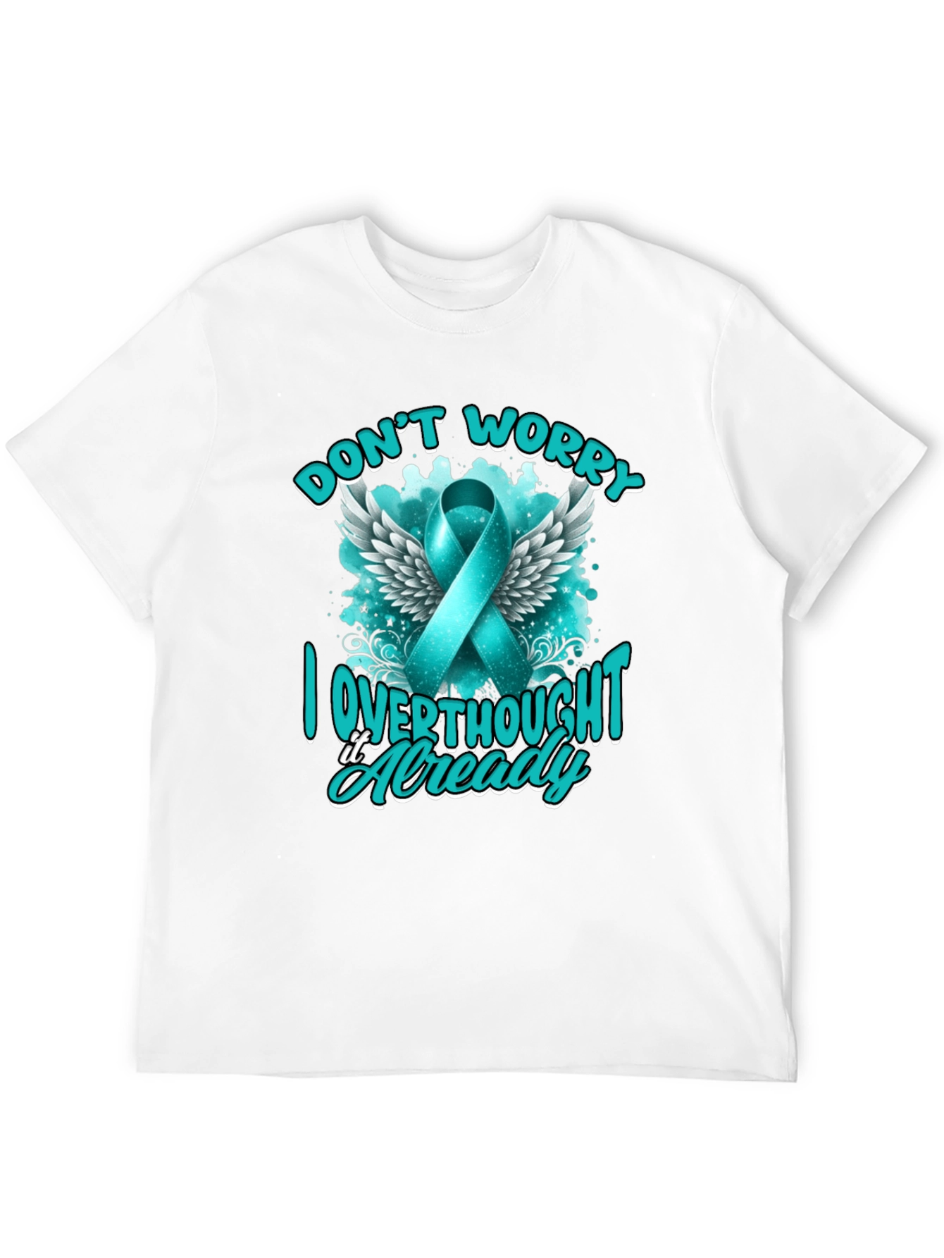 Black Don't Worry, I Overthought It Awareness Ribbon Tee view 12