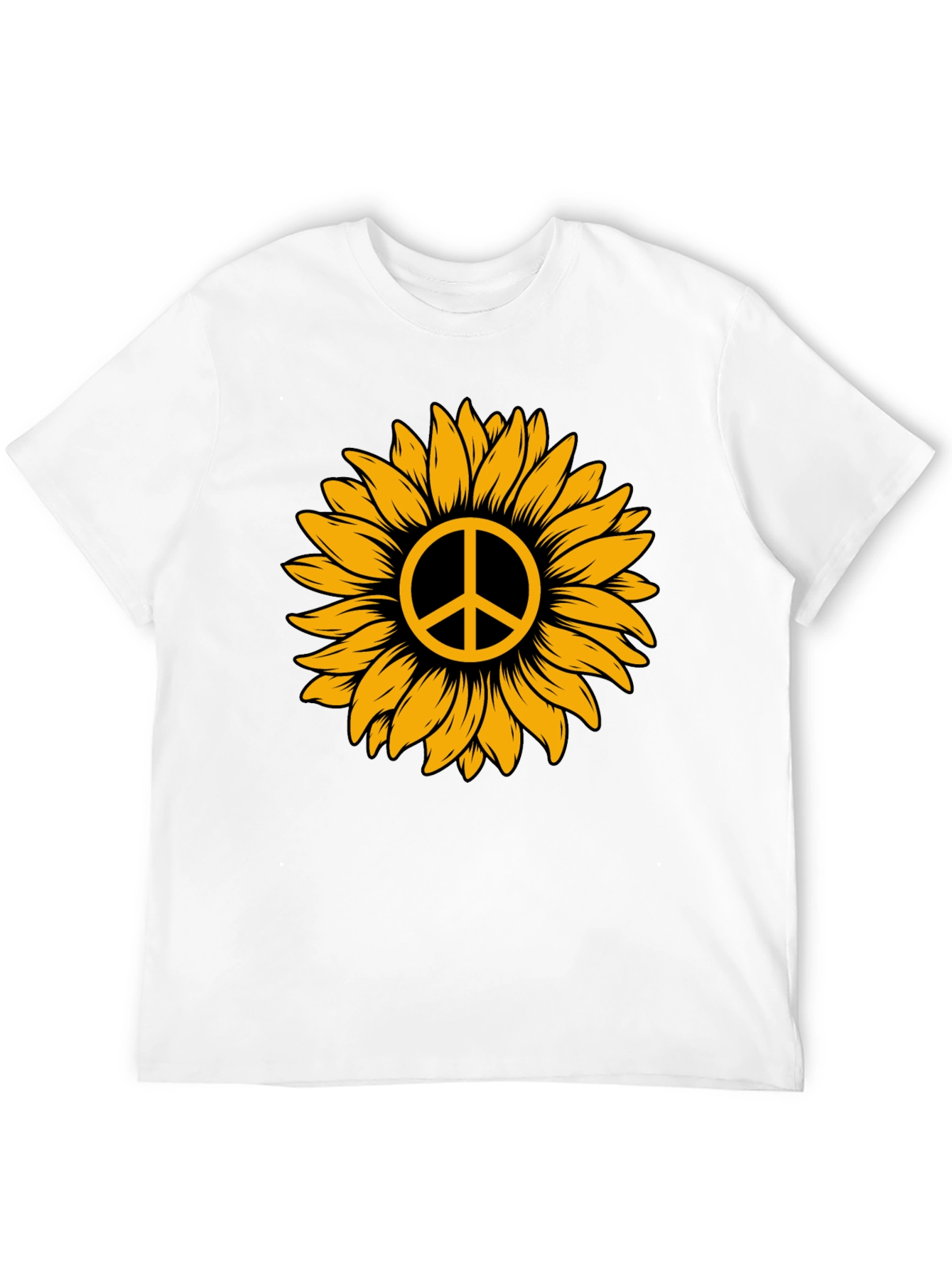 Black Sunflower Peace Sign Graphic Tee - Stylish Comfort view 12