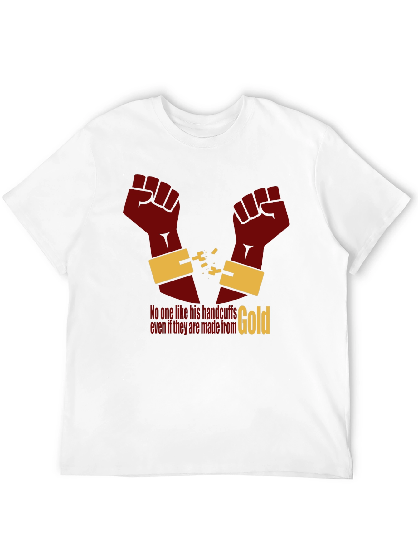 Black Freedom Gold Handcuff T-Shirt view 12