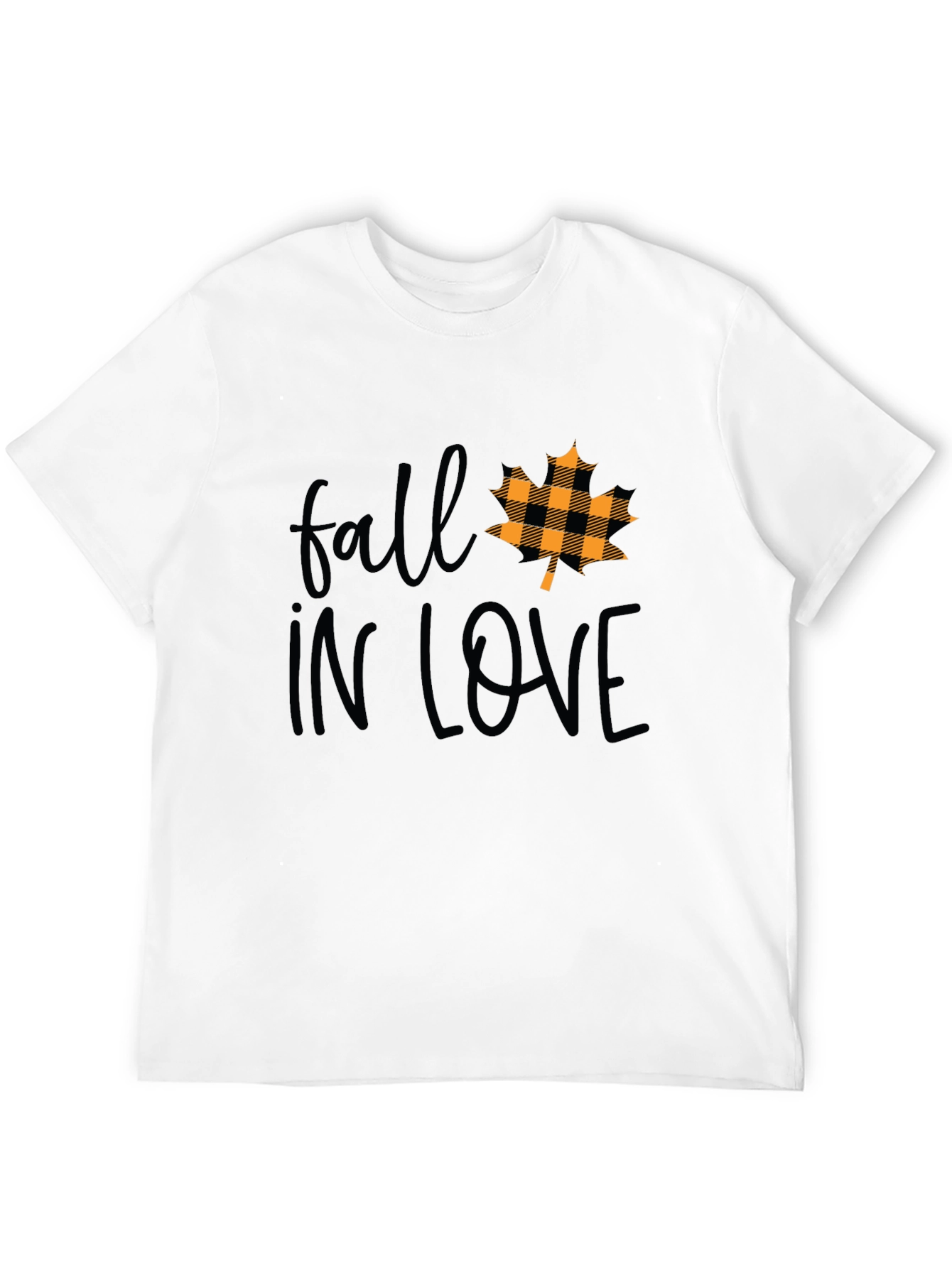 Black Fall In Love Maple Leaf Plaid T-Shirt view 12