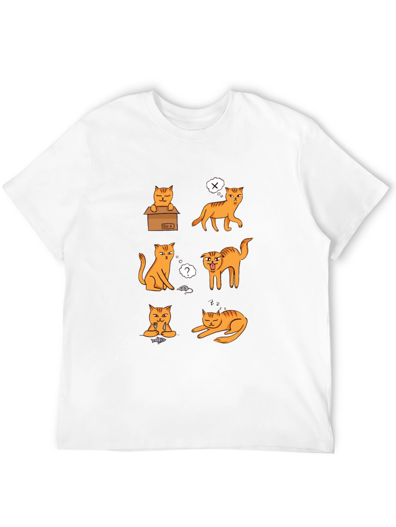 Black Funny Cat Moods Graphic T-Shirt view 12