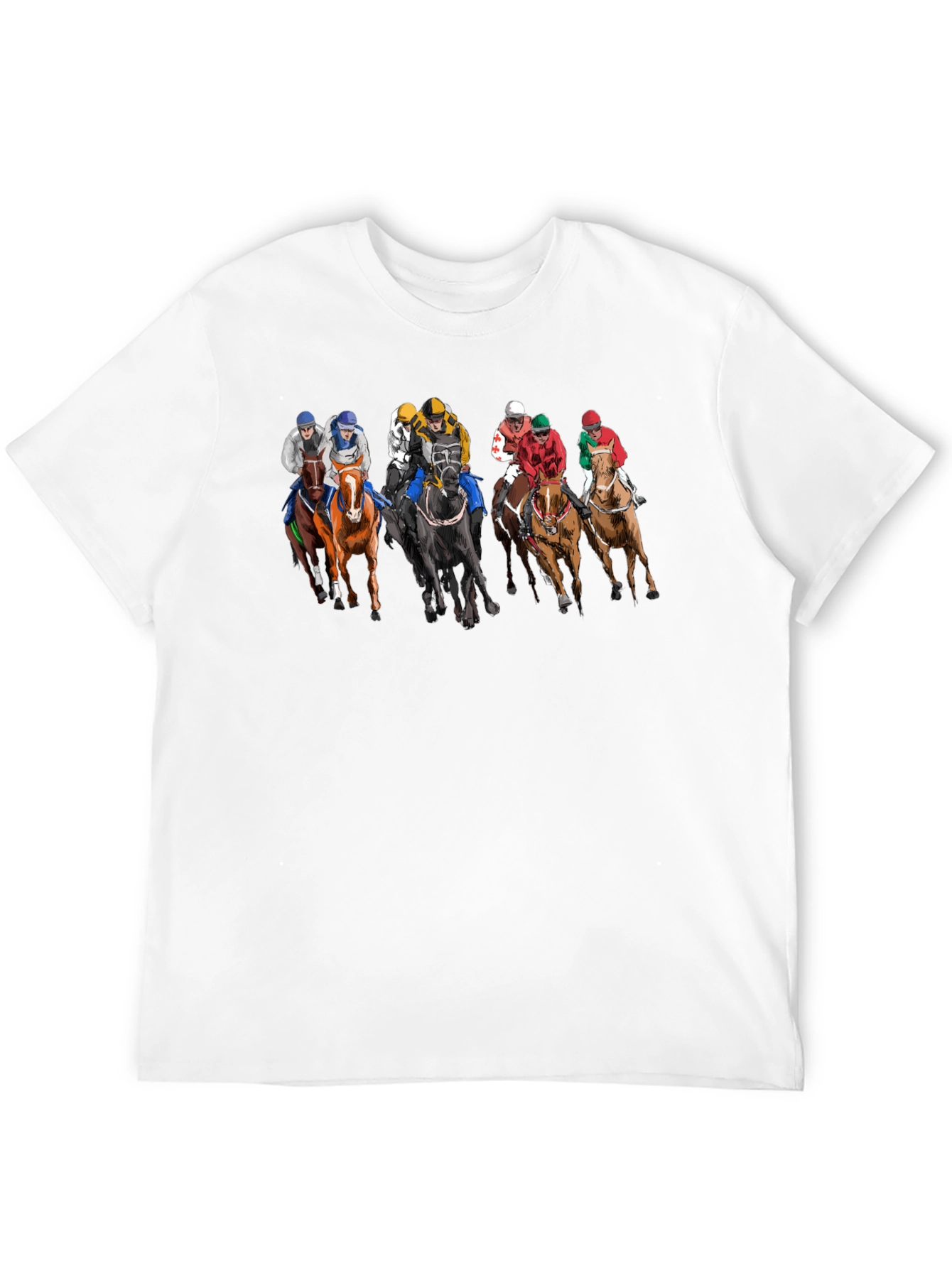 Black Horse Racing Tee - Black Cotton Graphic Print T-Shirt view 12