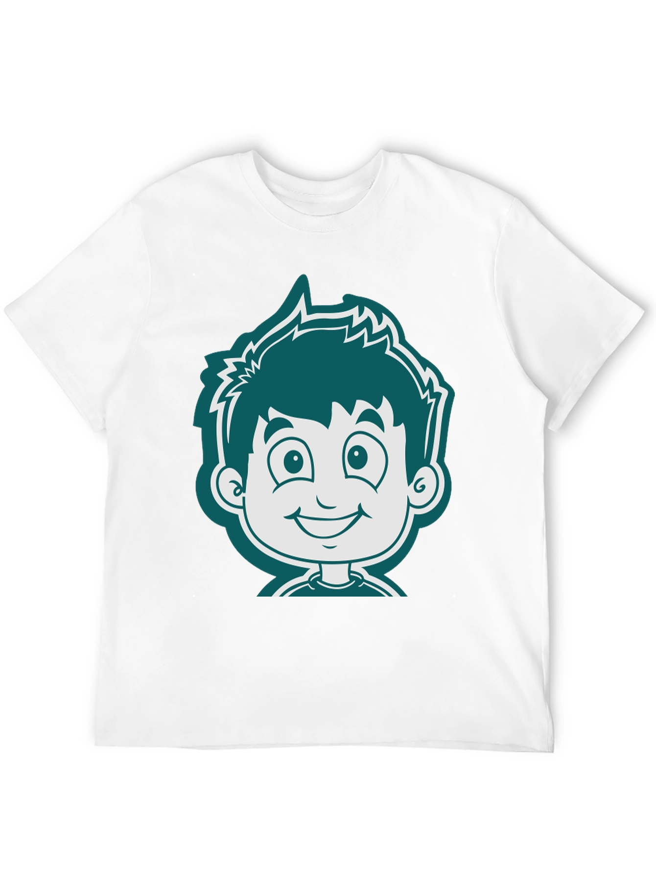 Black Cartoon Boy Graphic Tee - Black Cotton T-Shirt view 12