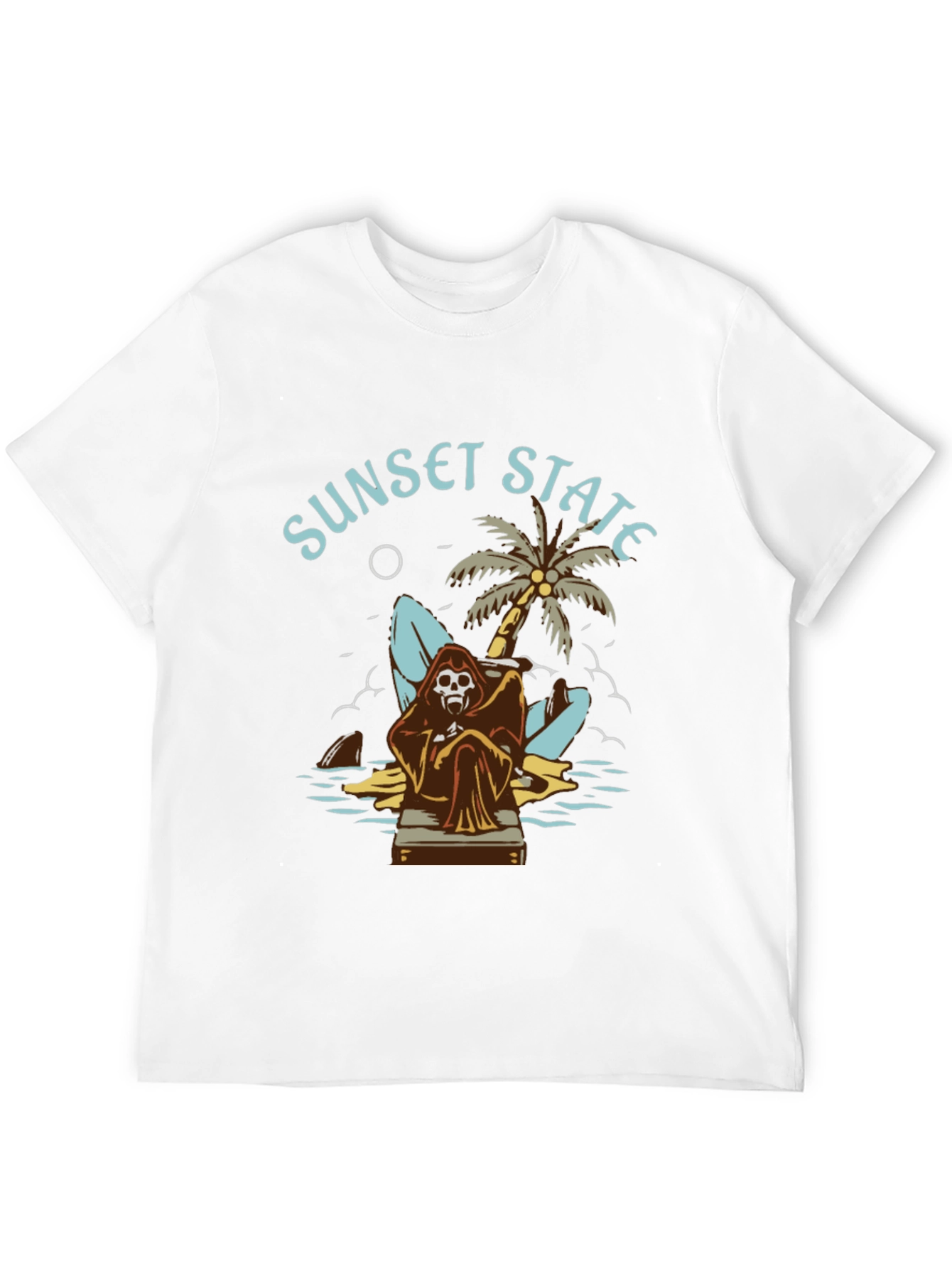Black Sunset State Graphic Tee - Grim Reaper Beach Design view 12