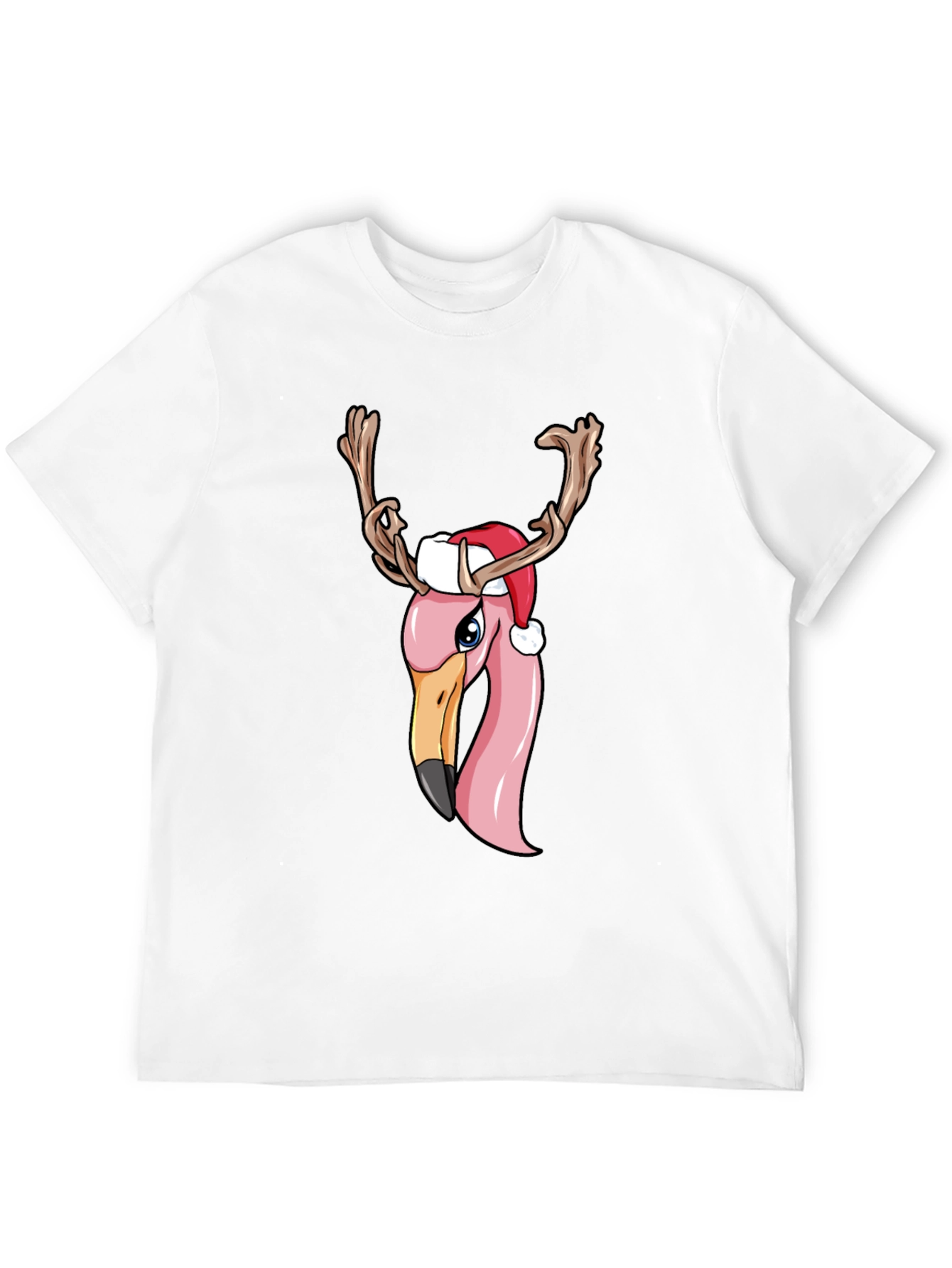 Black Festive Flamingo Christmas T-Shirt view 12