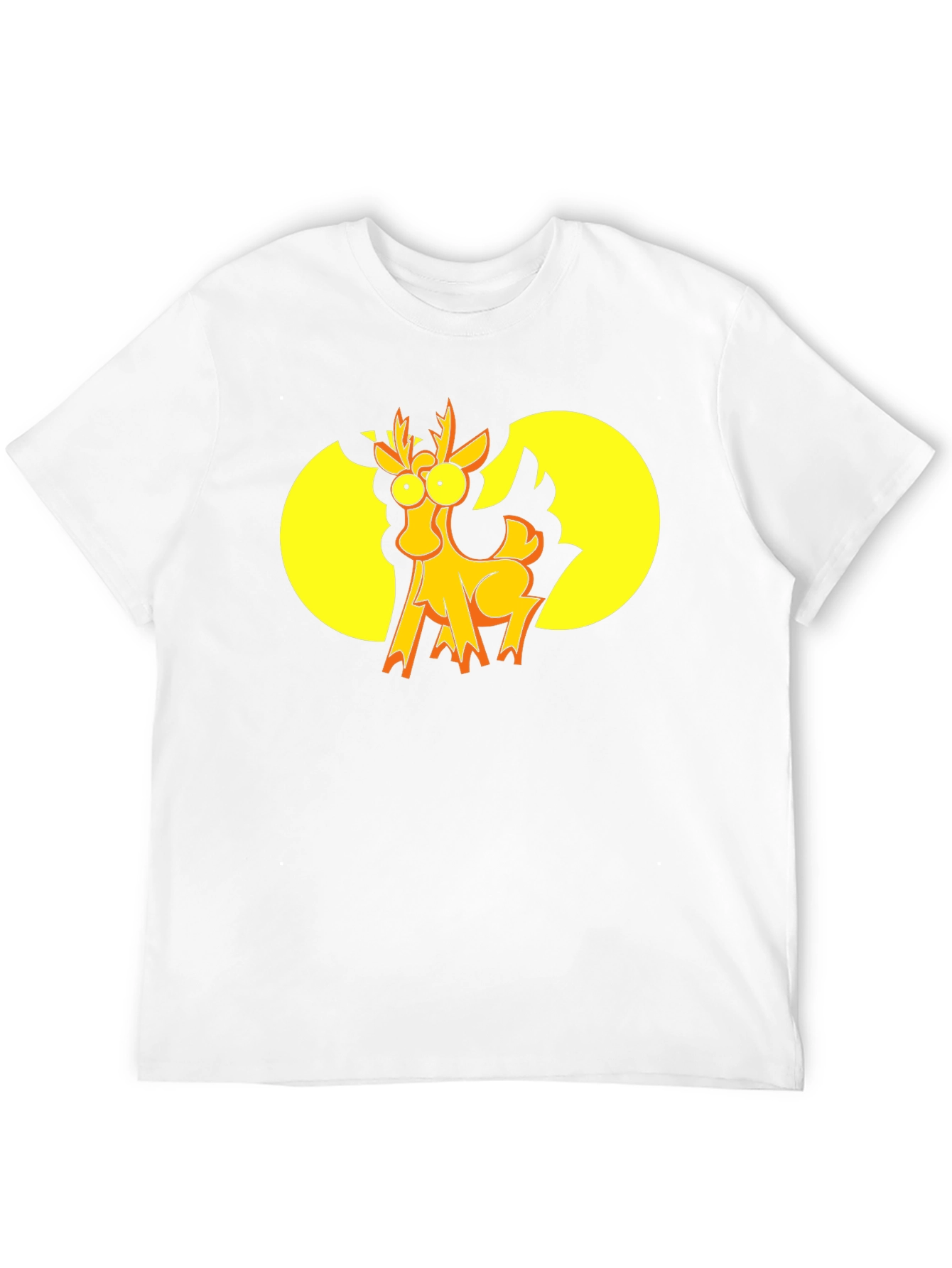 Black Funny Cartoon Deer Graphic T-Shirt - Black view 12