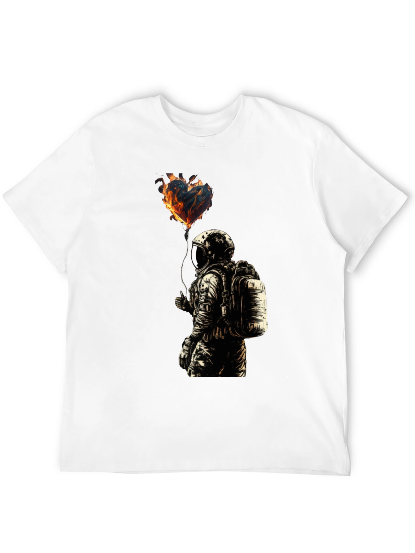 Black Flaming Heart Astronaut Graphic Tee - Black view 12