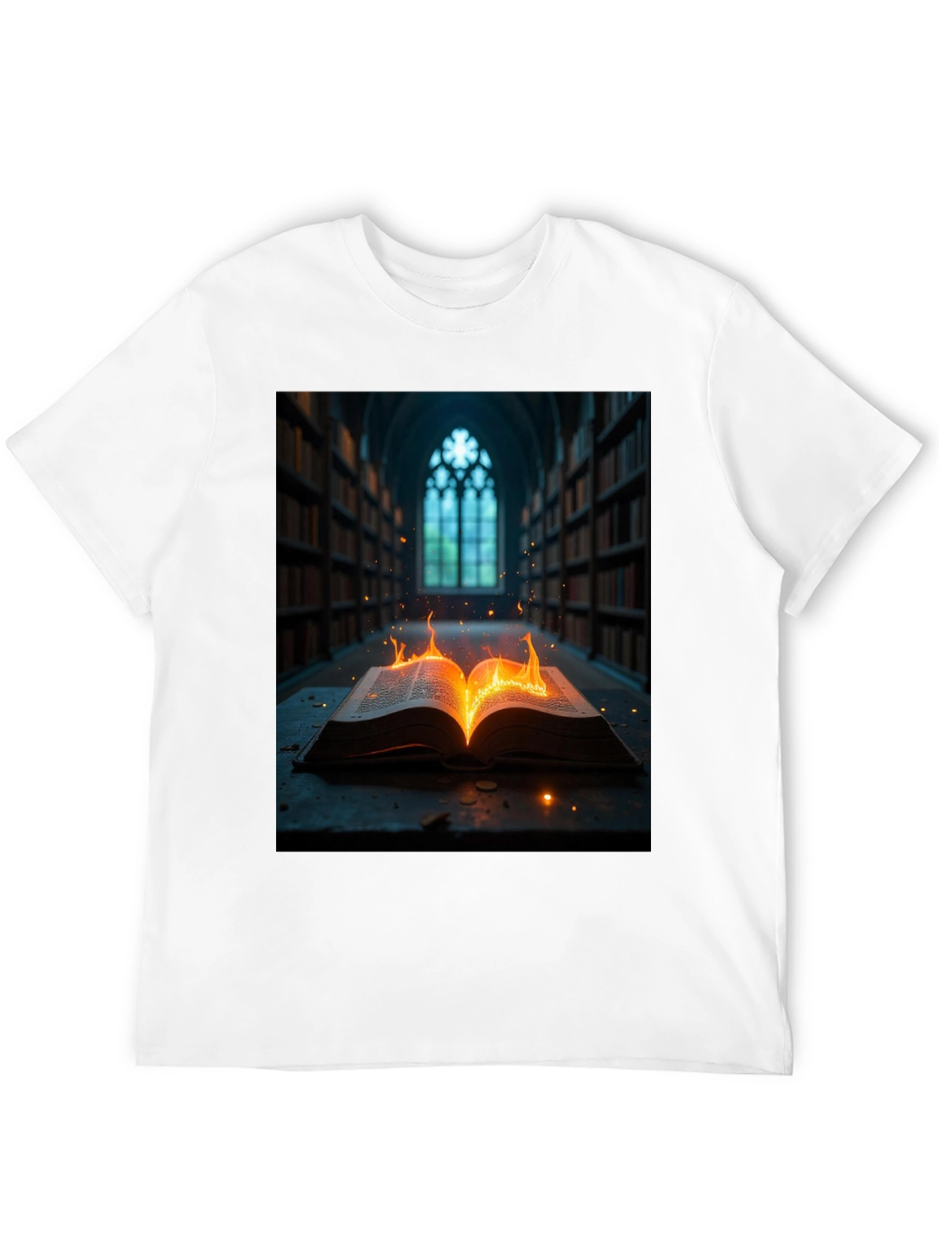 Black Mystical Burning Book Graphic Tee view 12