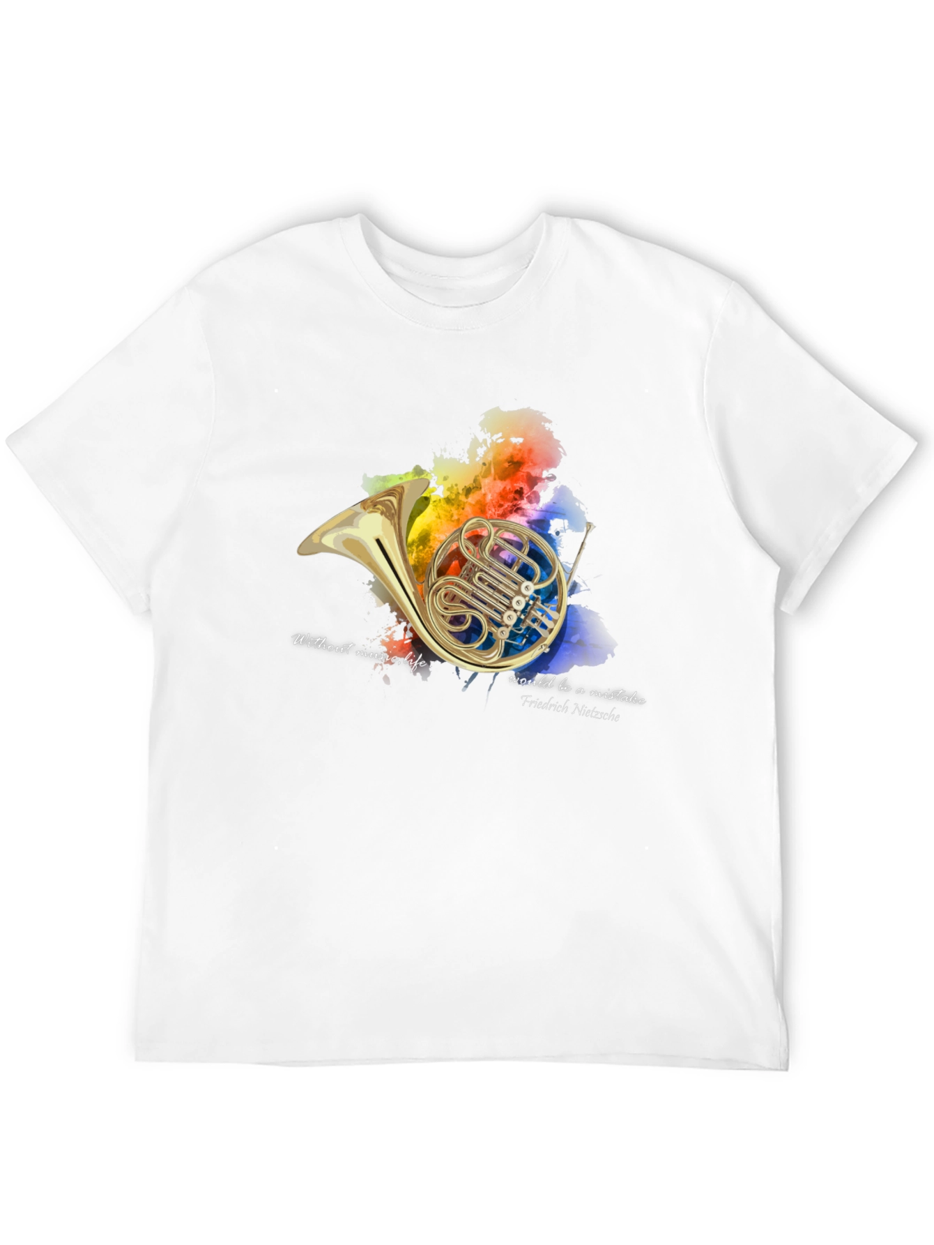 Black French Horn Music Lover T-Shirt view 12