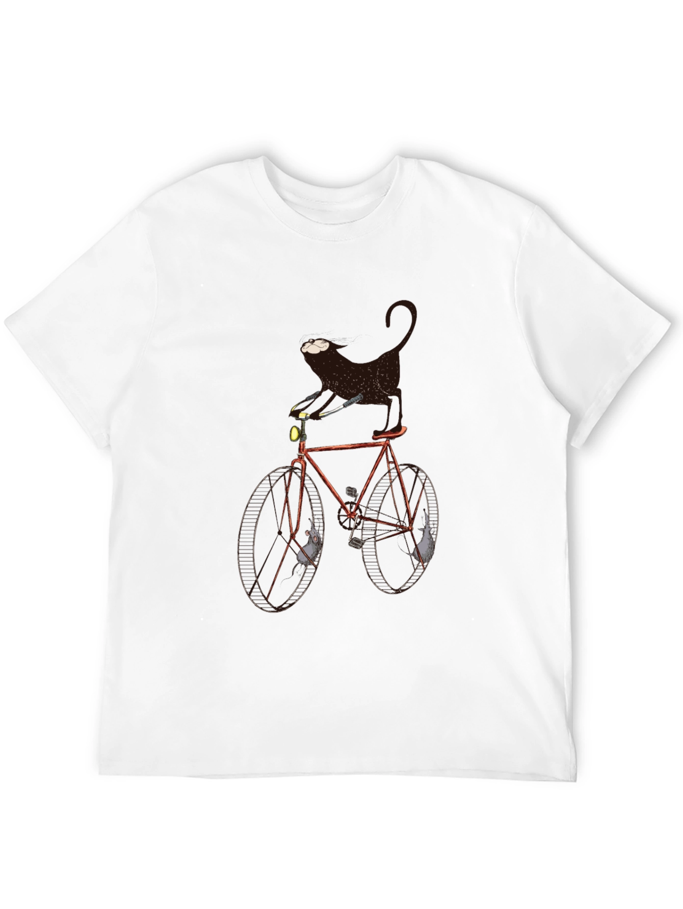 Black Cat on Bike Graphic Tee - Unique Novelty T-Shirt view 12