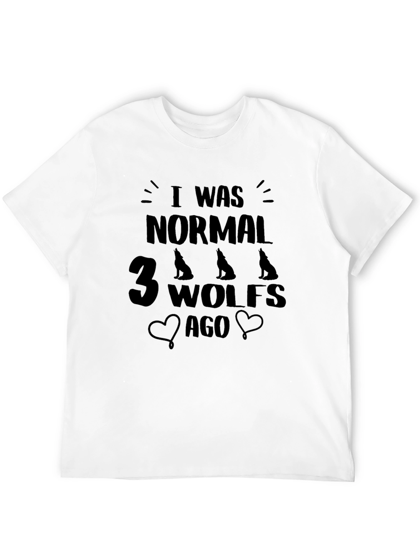 Black I Was Normal 3 Wolves Ago Black T-Shirt view 12