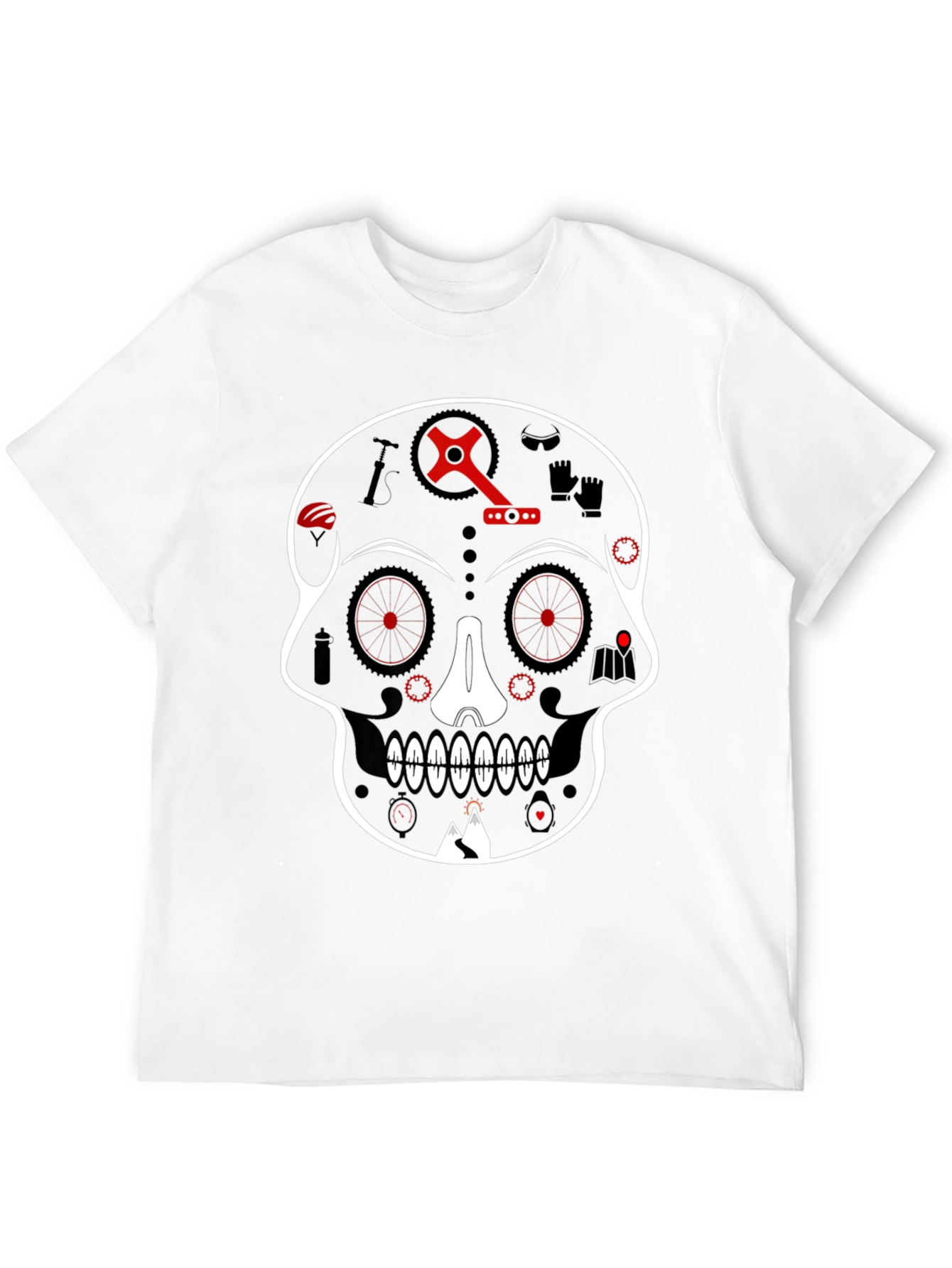 Black Skull Bicycle Graphic Tee - Cool Biker T-Shirt view 12