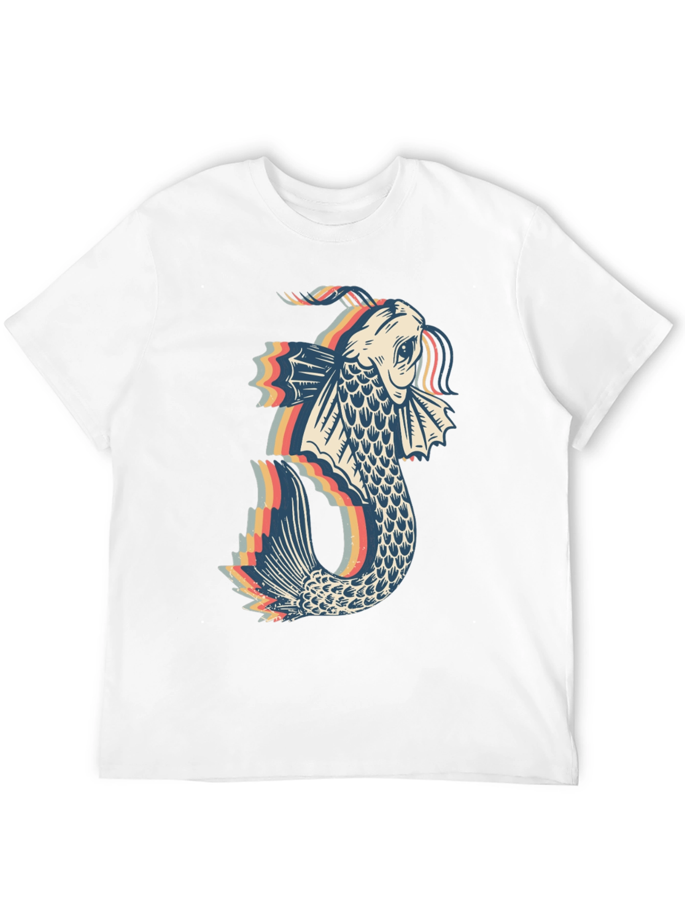 Black Retro Koi Fish Graphic Tee - Black Cotton Blend view 12