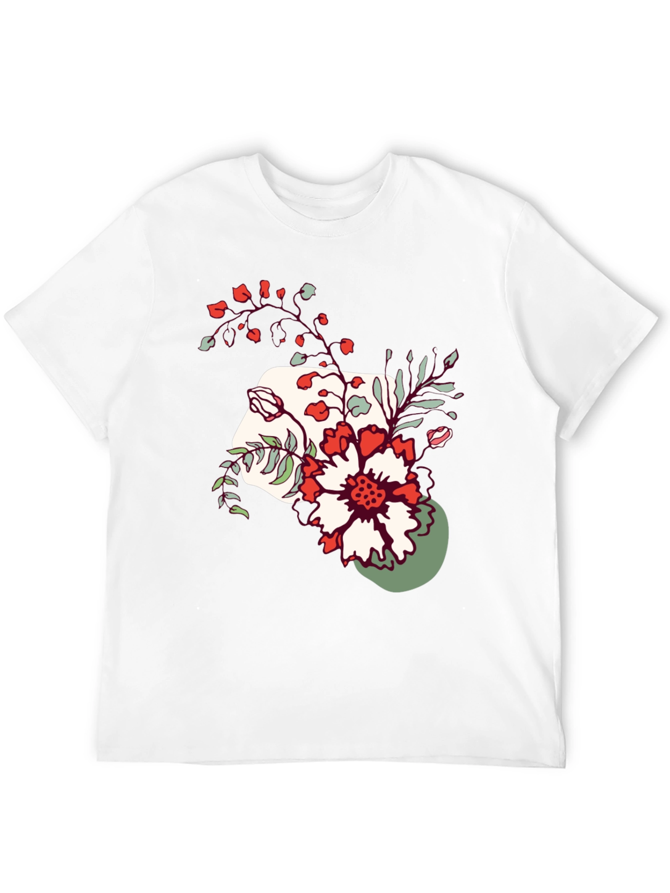 Black Floral Graphic Tee - Men's Casual Black T-Shirt view 12