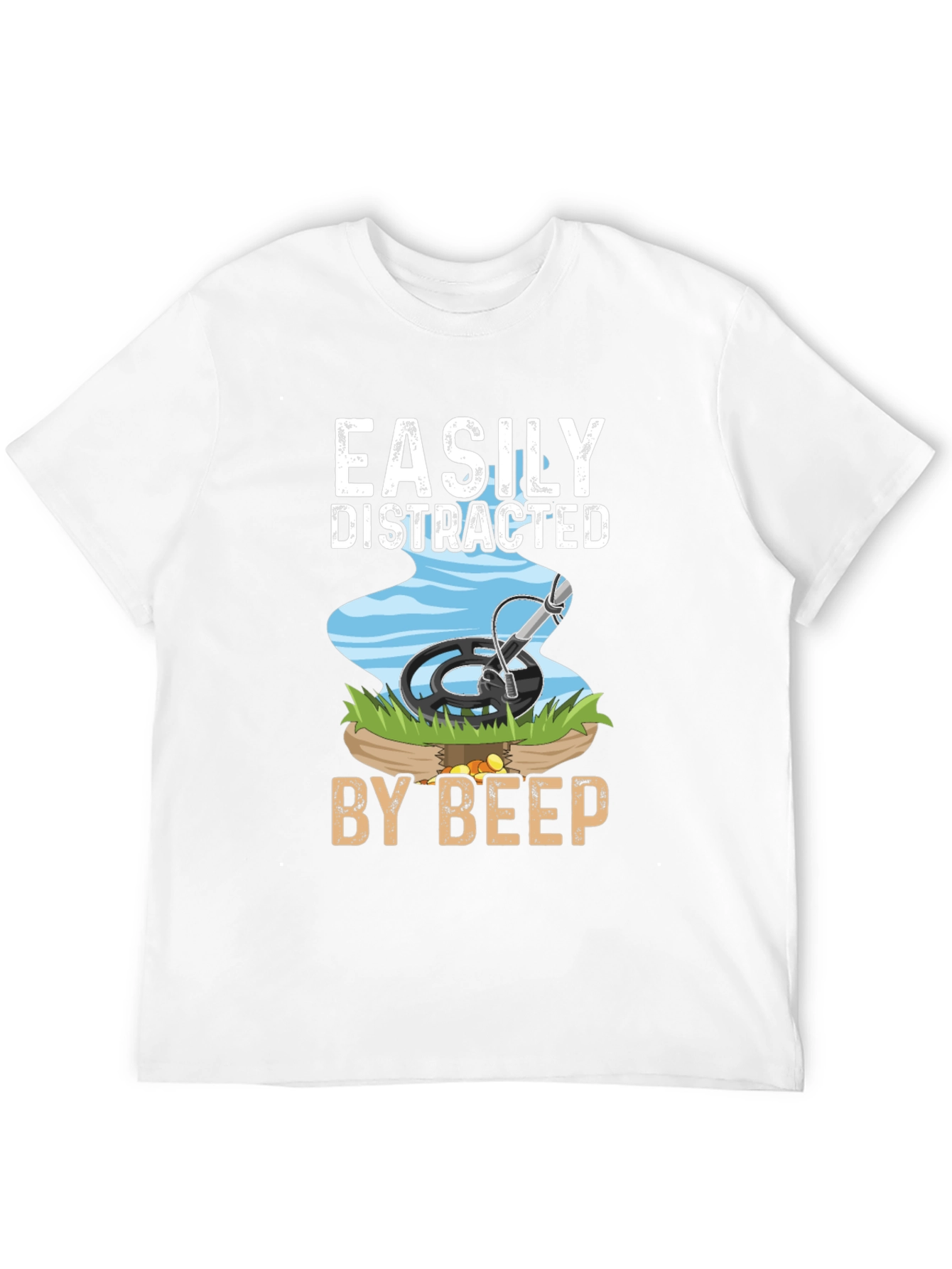 Black Easily Distracted By Beep T-Shirt Metal Detecting Hobby view 12