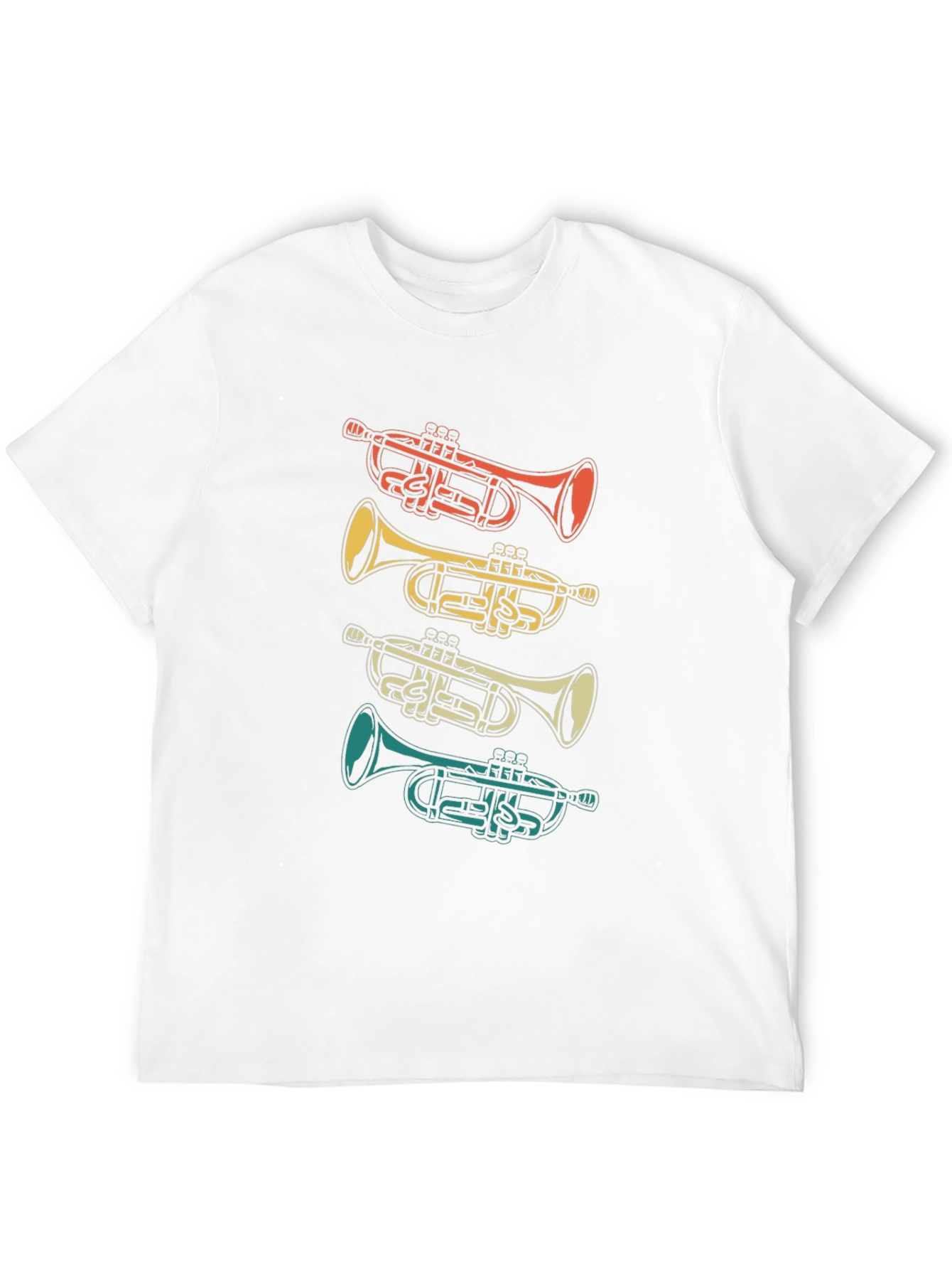 Black Retro Trumpet Graphic Tee - Black Cotton T-Shirt view 12