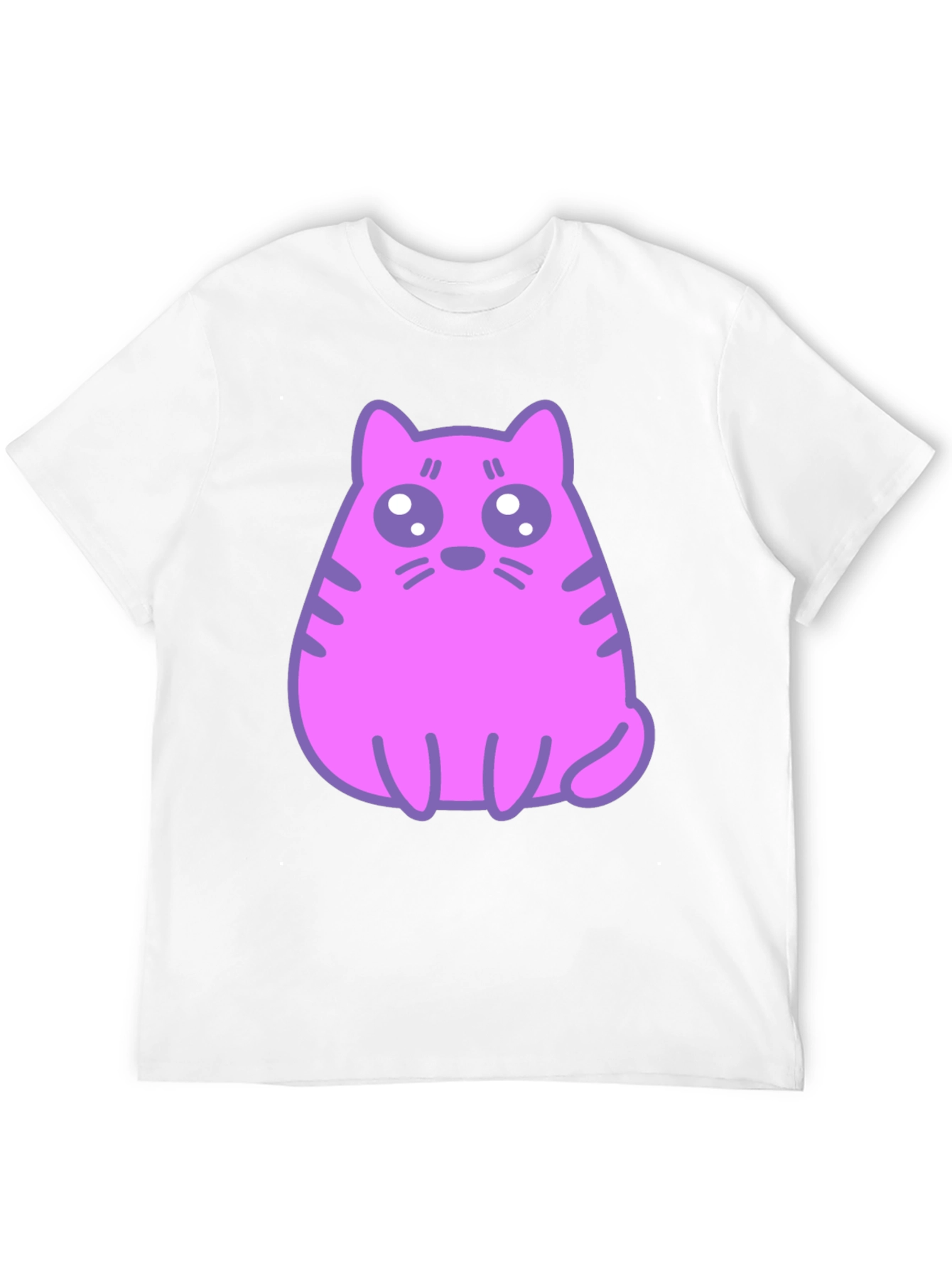 Black Cute Pink Cat Graphic T-Shirt - Black Cotton Blend Tee view 12