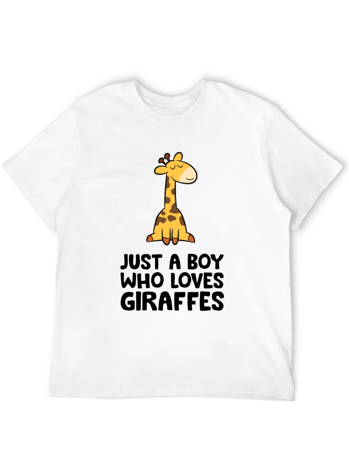 Just A Boy Who Loves Giraffes Black T-Shirt - 12
