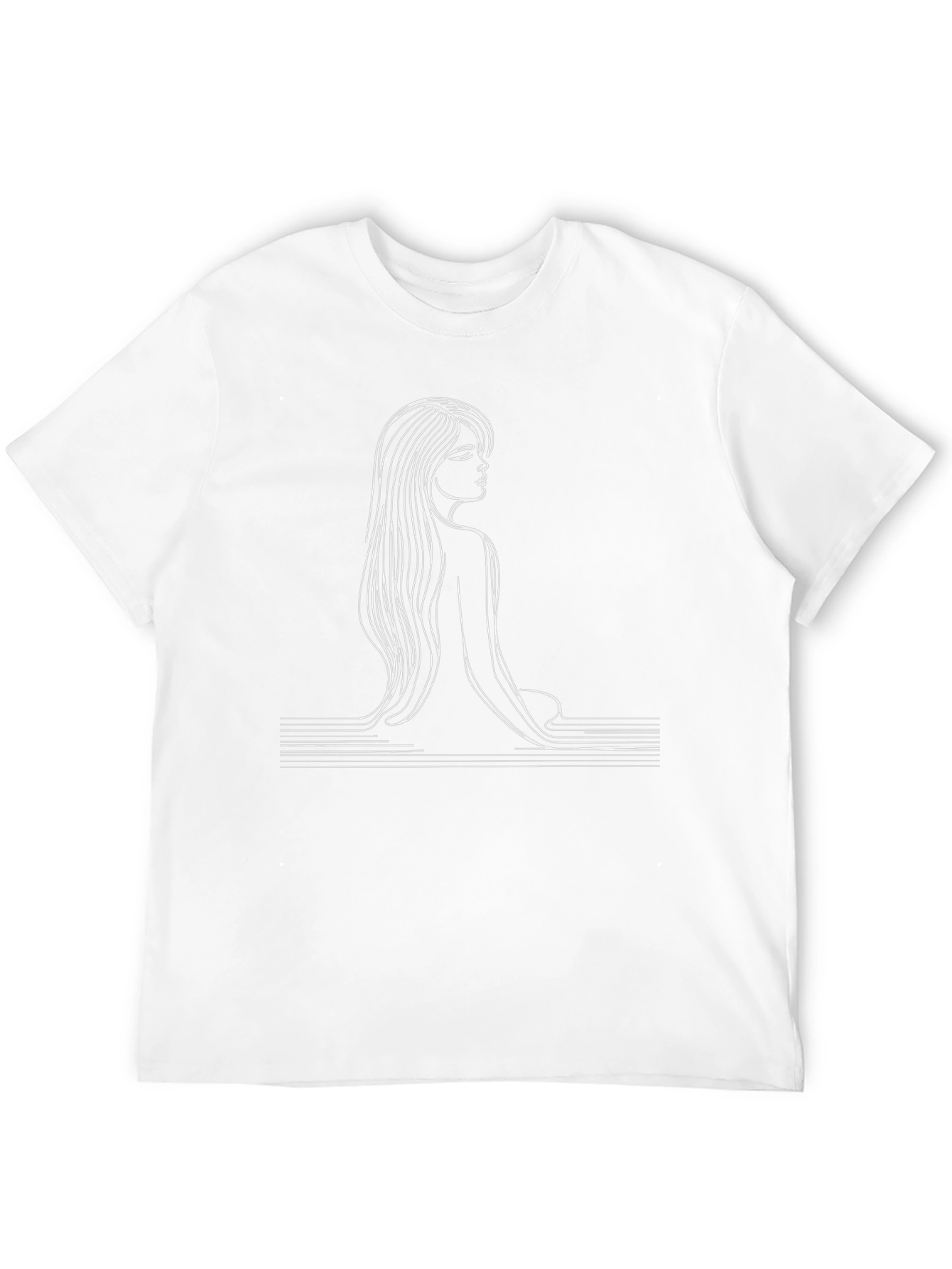 Black Minimalist Line Art Woman Graphic Tee - Black view 12