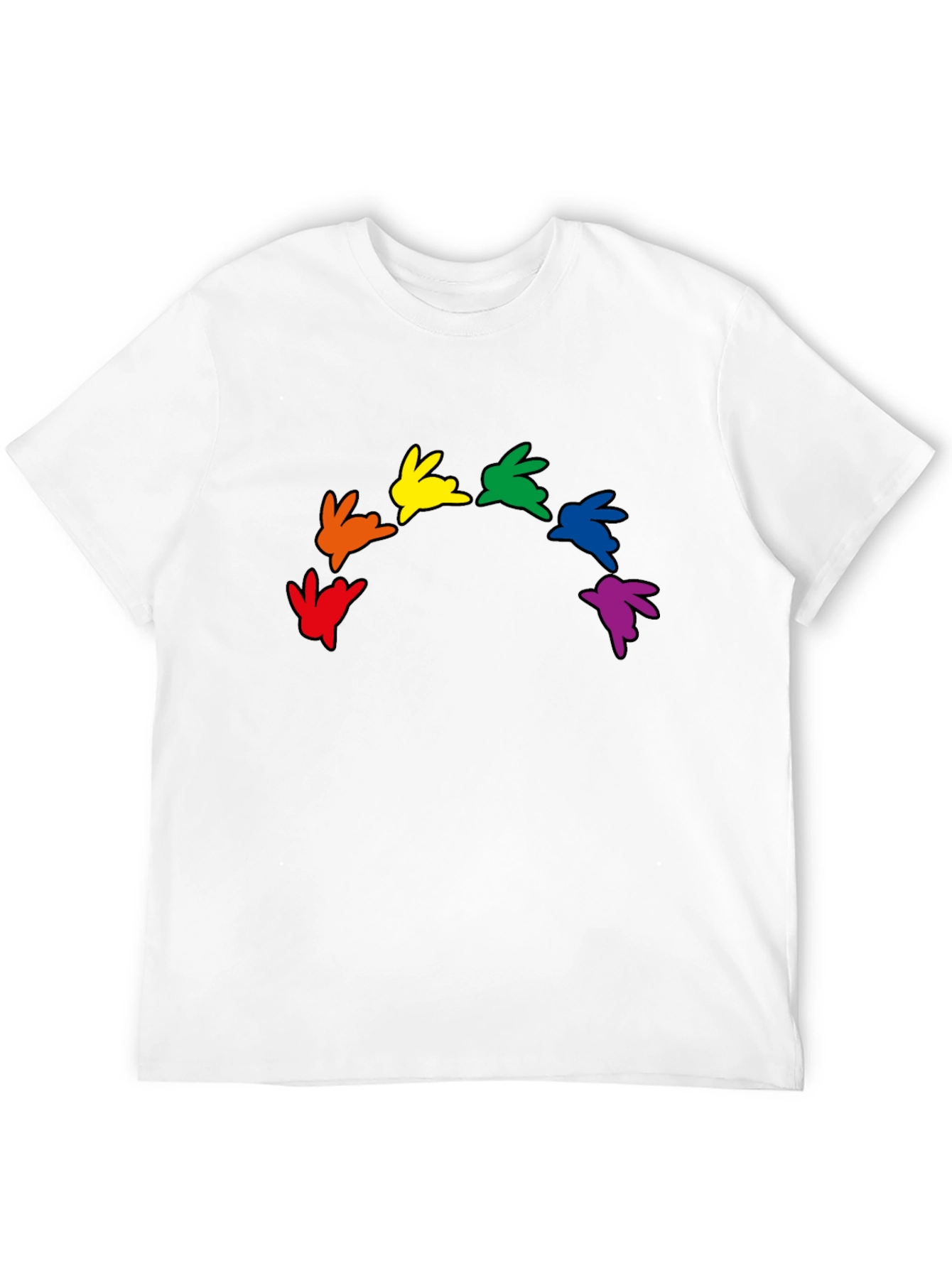 Black Rainbow Bunny Graphic Black T-Shirt view 12