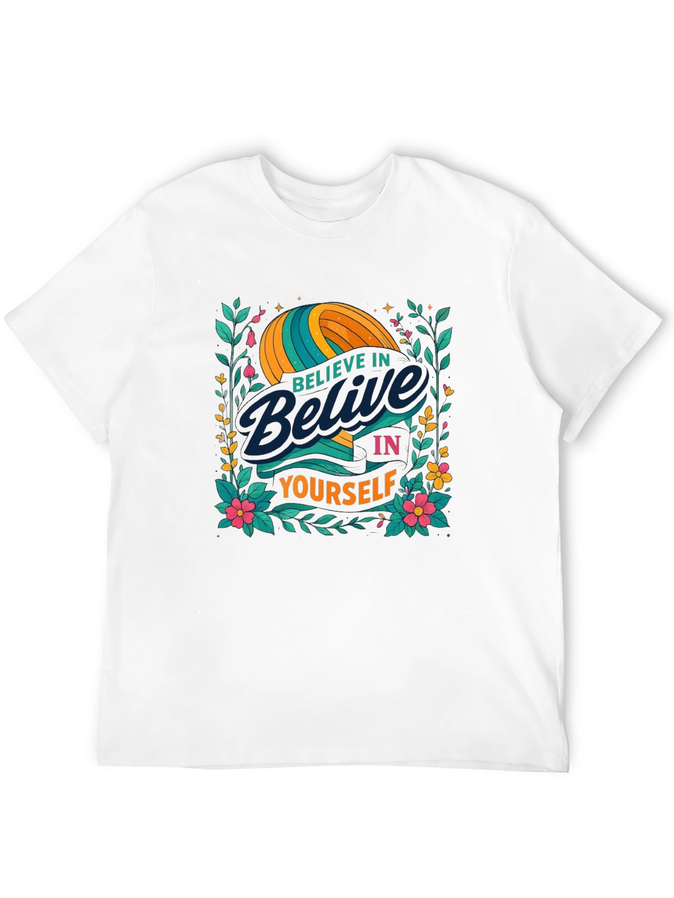 Black Believe In Yourself Graphic T-Shirt view 12