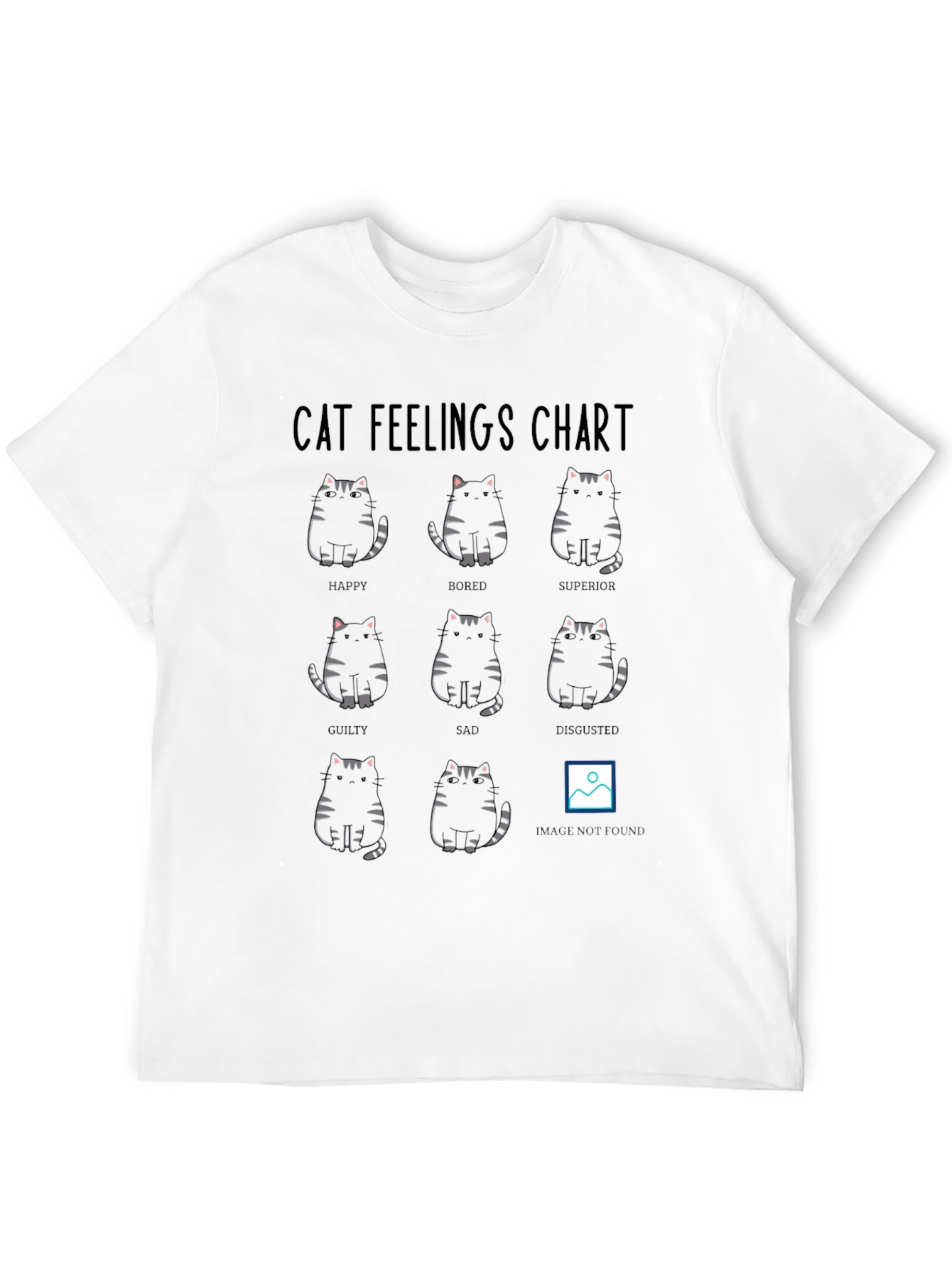 Black Cat Feelings Chart Black T-Shirt view 12
