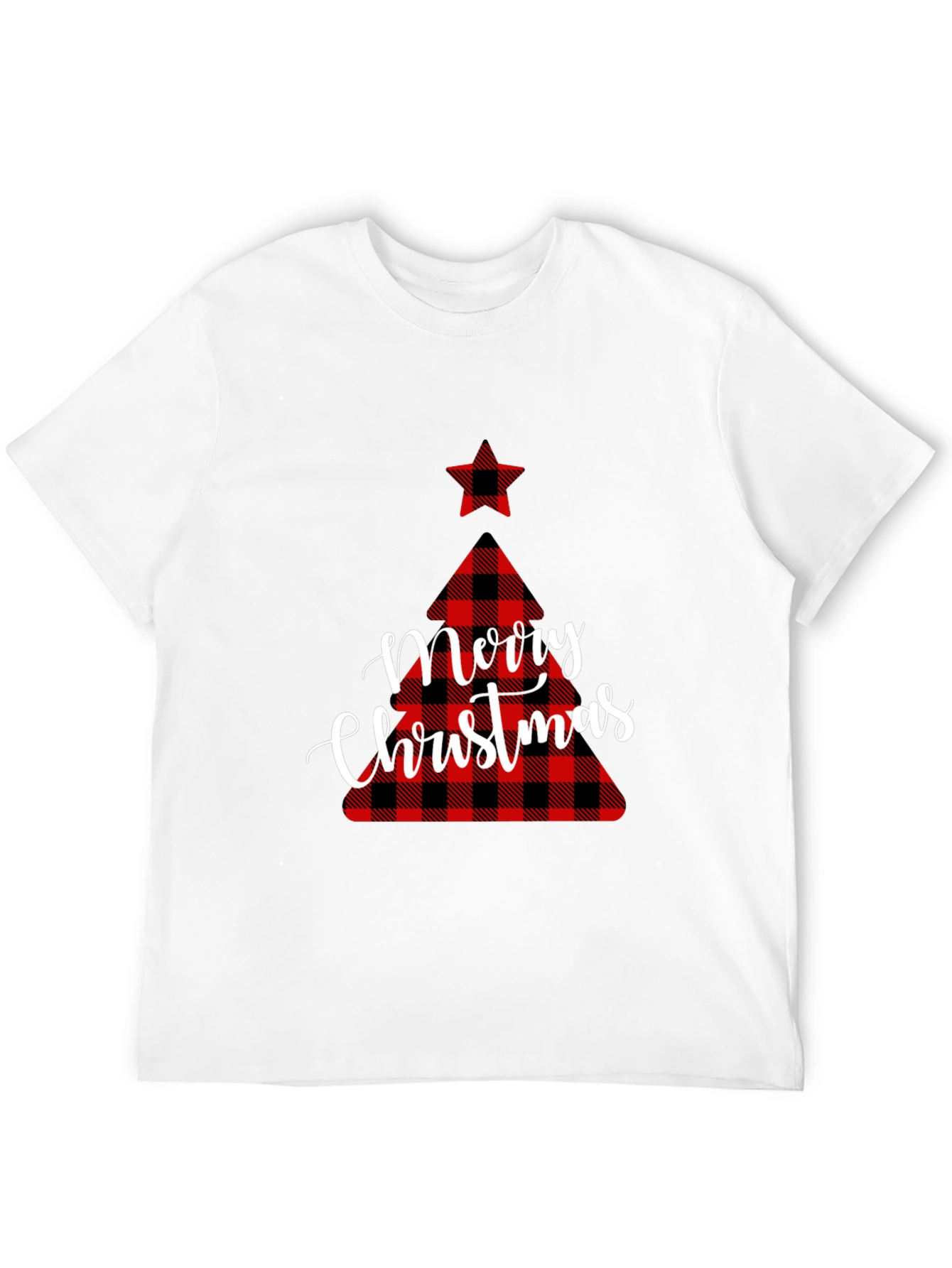 Black Plaid Christmas Tree Graphic Tee view 12