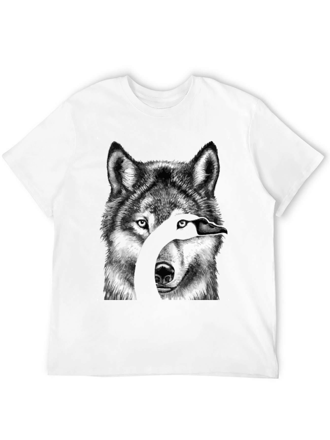 Black Wolf & Goose Graphic Print T-Shirt view 12